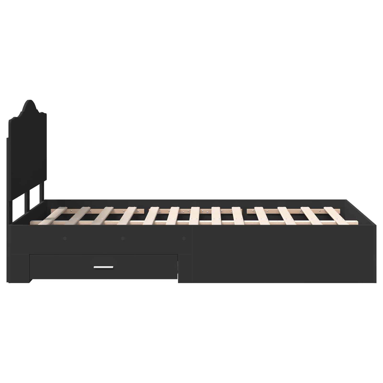 Cadre de lit avec tiroir Noir 135 x 190 cm Bois d'ingénierie