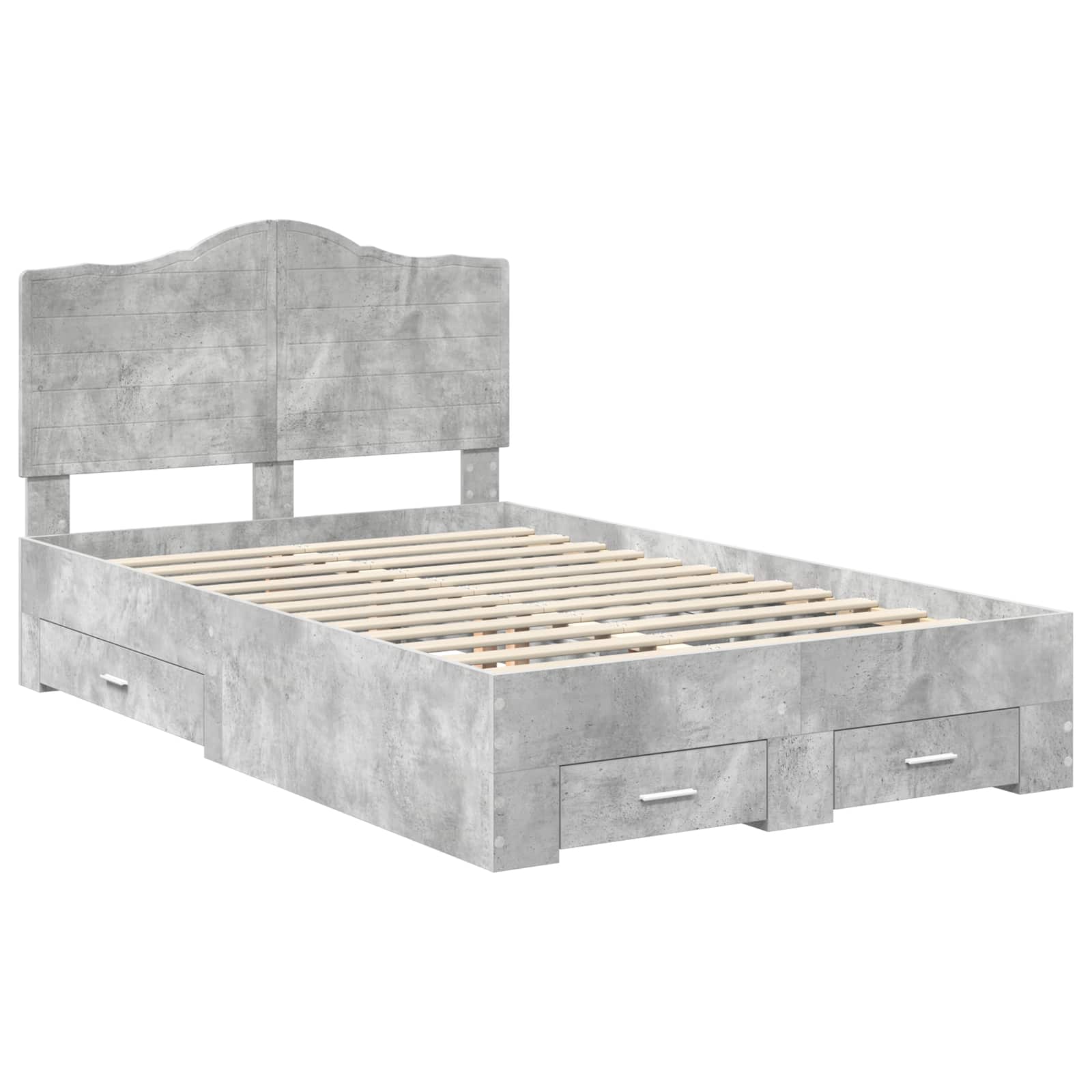 Cadre de lit Gris béton 135 x 190 cm Bois d'ingénierie - XIOS