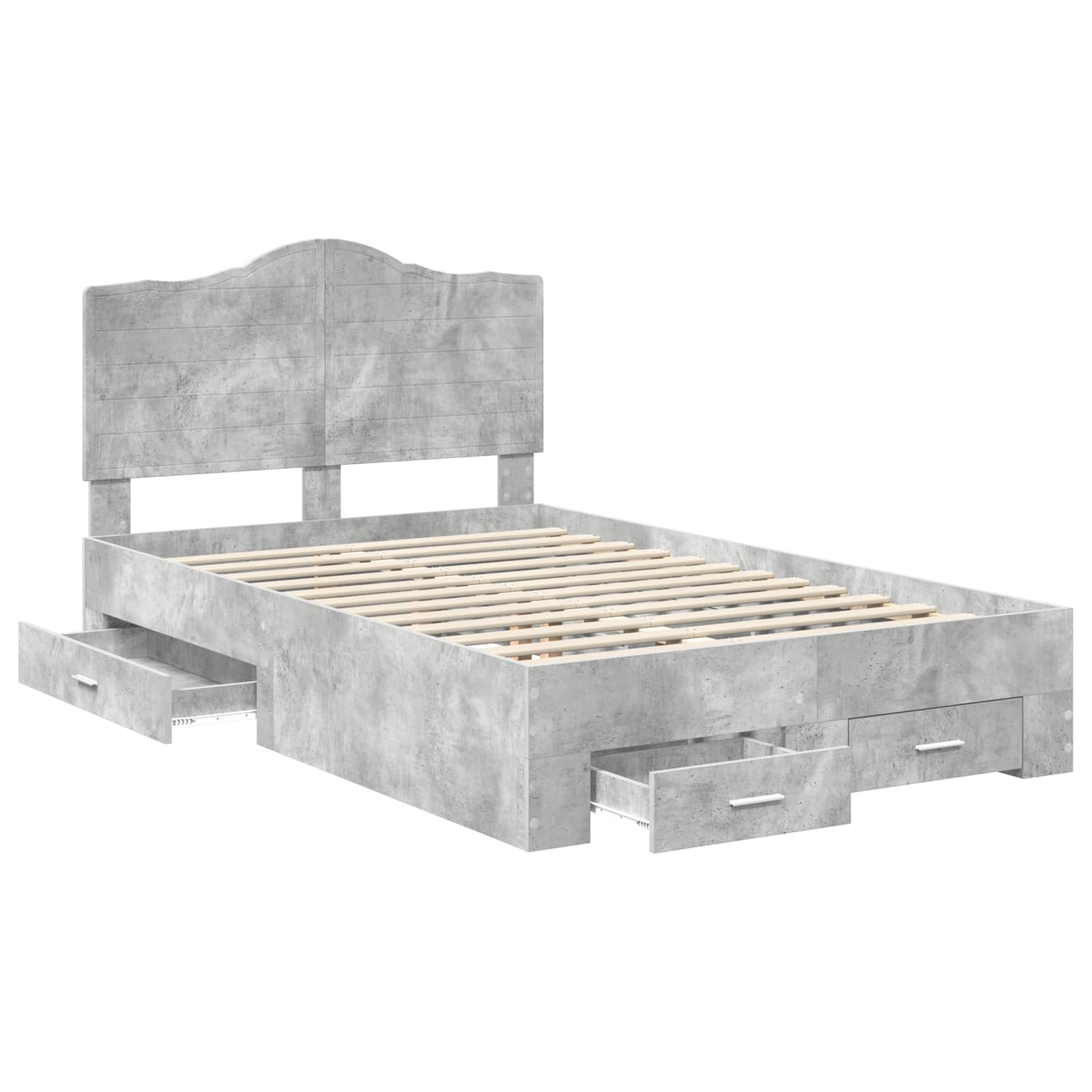 Cadre de lit Gris béton 135 x 190 cm Bois d'ingénierie - XIOS