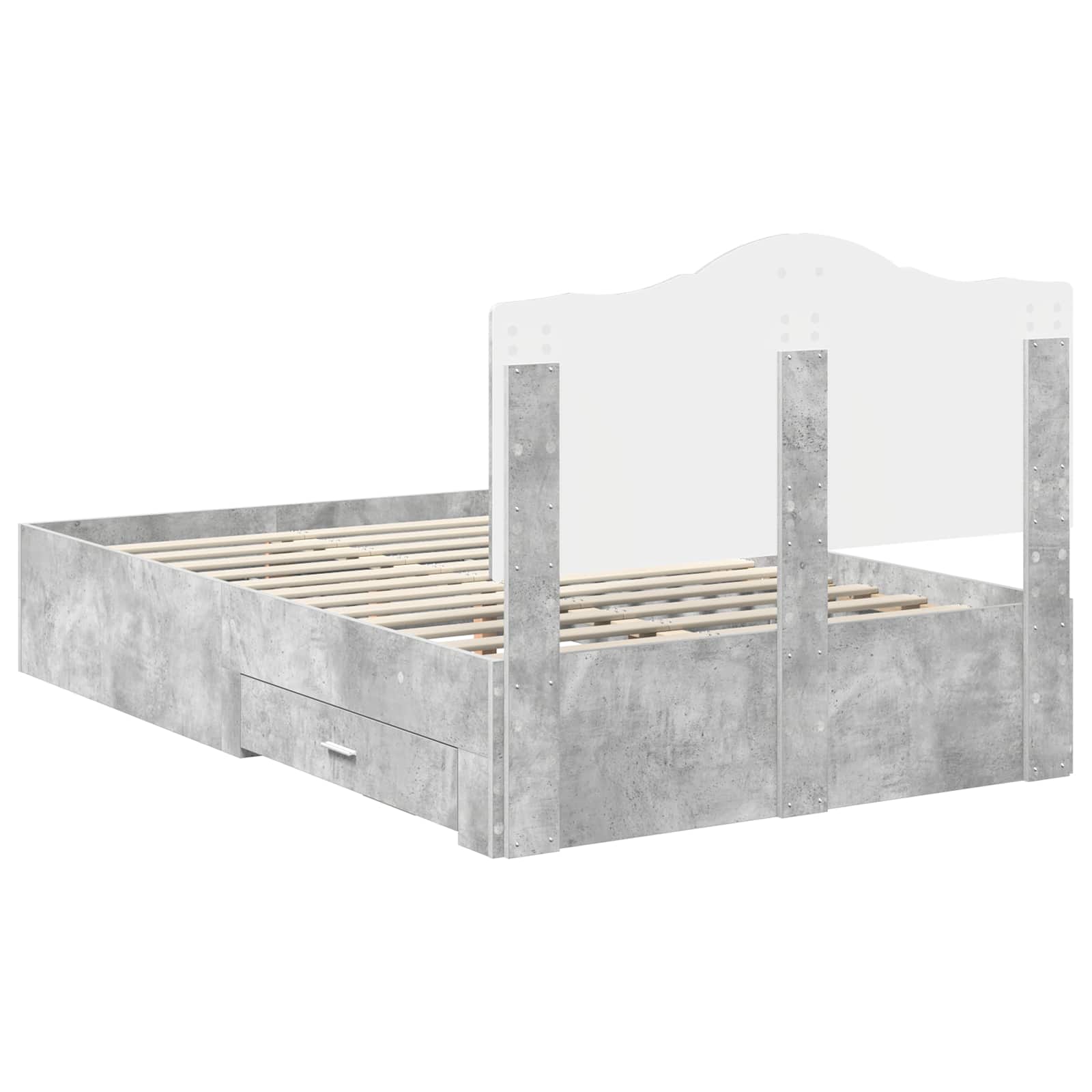 Cadre de lit Gris béton 135 x 190 cm Bois d'ingénierie - XIOS
