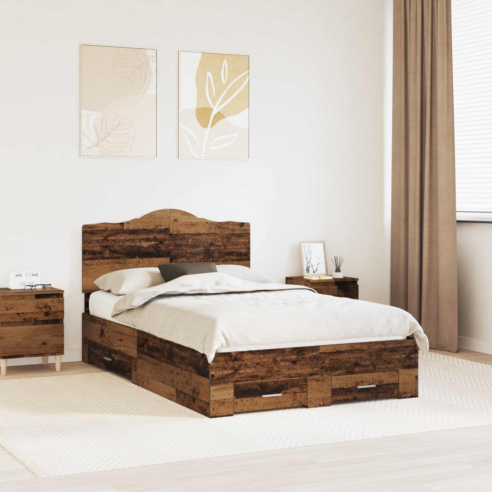 Cadre de lit Bois ancien 135 x 190 cm Bois d'ingénierie - XIOS