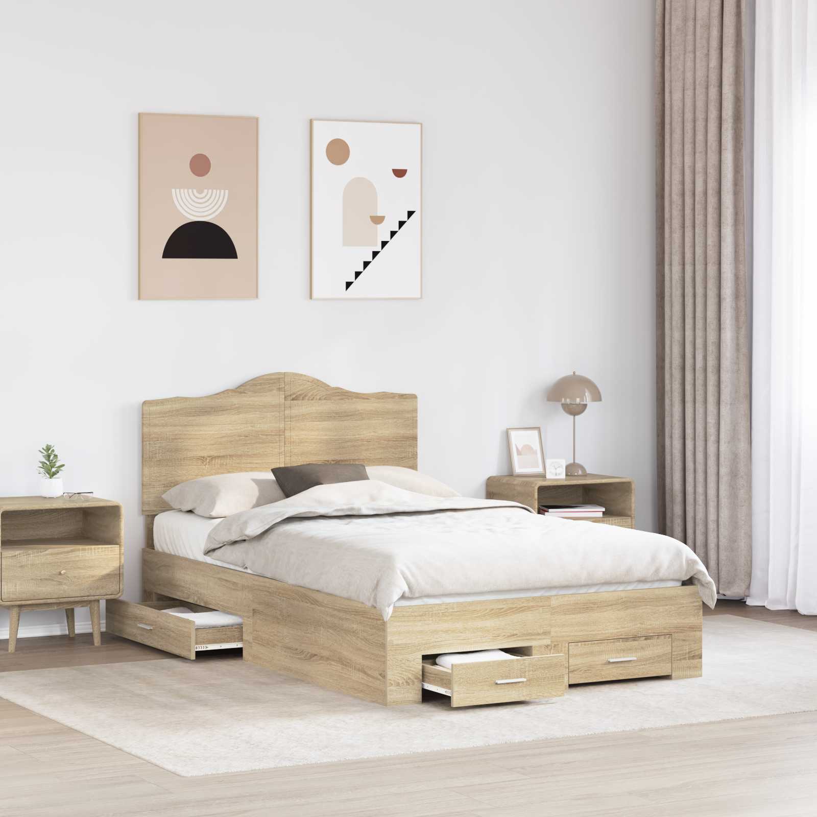 Cadre de lit Chêne Sonoma 120 x 200 cm Bois d'ingénierie - XIOS