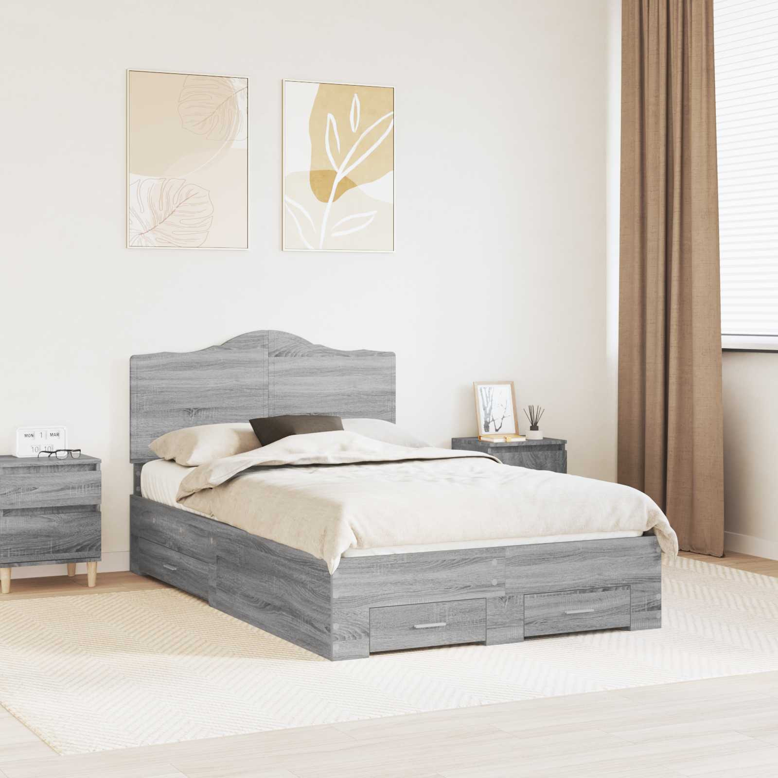 Cadre de lit Gris Sonoma 120 x 200 cm Bois d'ingénierie - XIOS