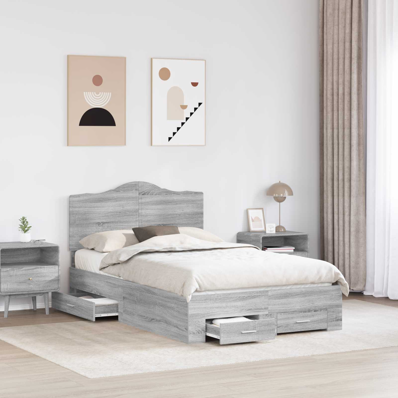 Cadre de lit Gris Sonoma 120 x 200 cm Bois d'ingénierie - XIOS