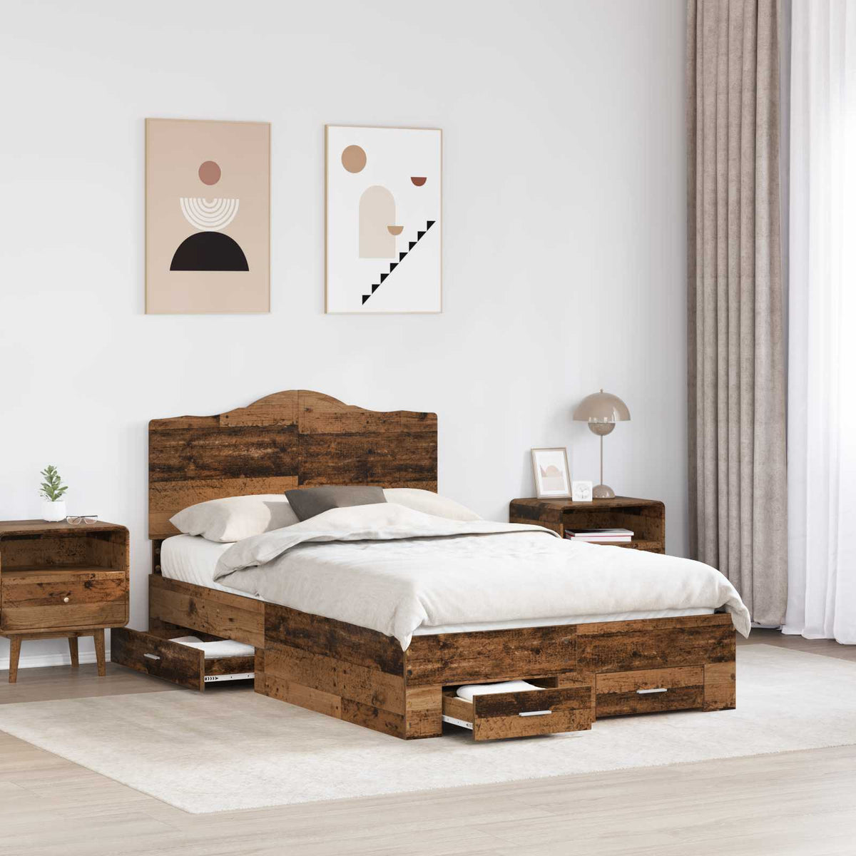 Cadre de lit Bois ancien 120 x 190 cm Bois d'ingénierie