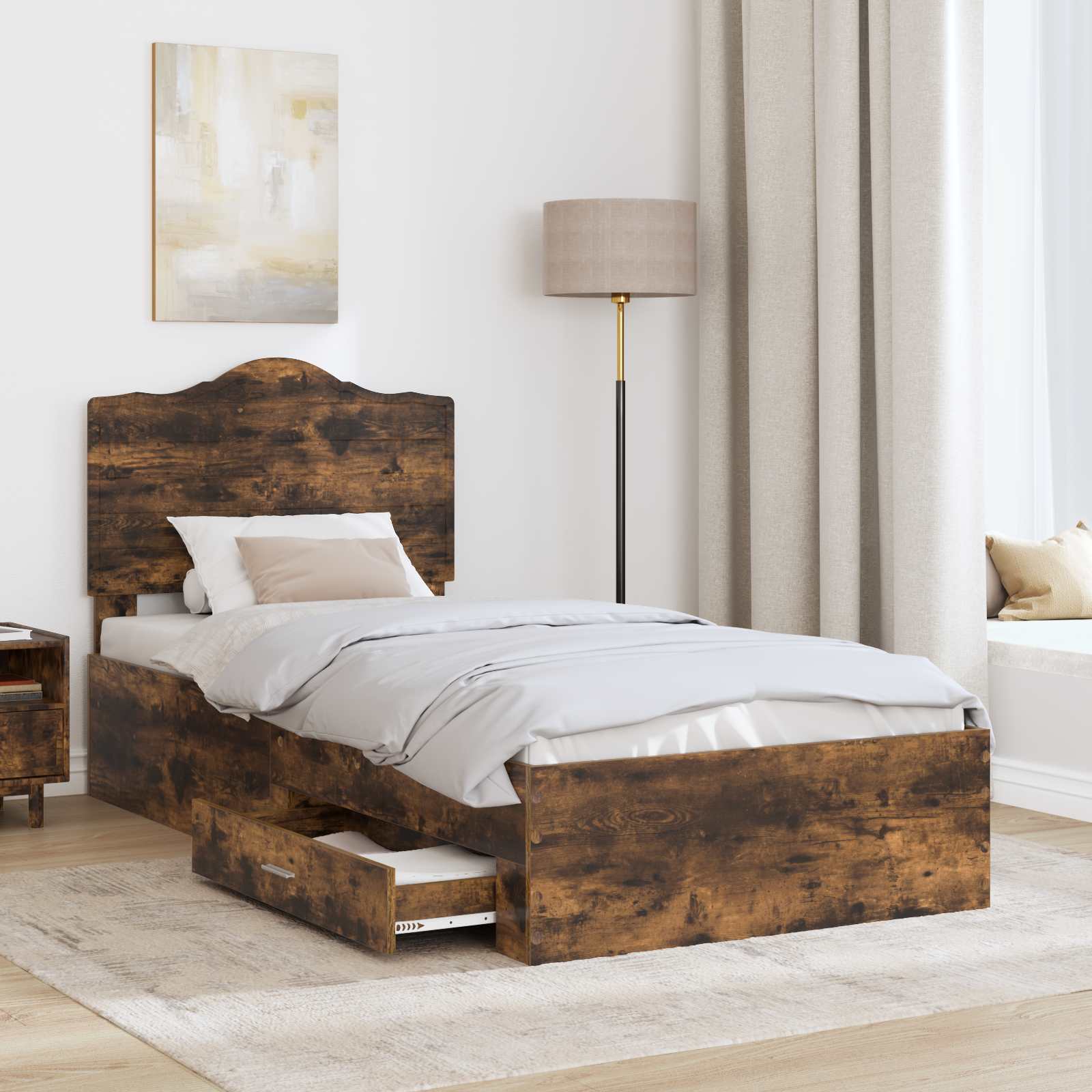 Cadre de lit Chêne fumé 100 x 200 cm Bois d'ingénierie - XIOS