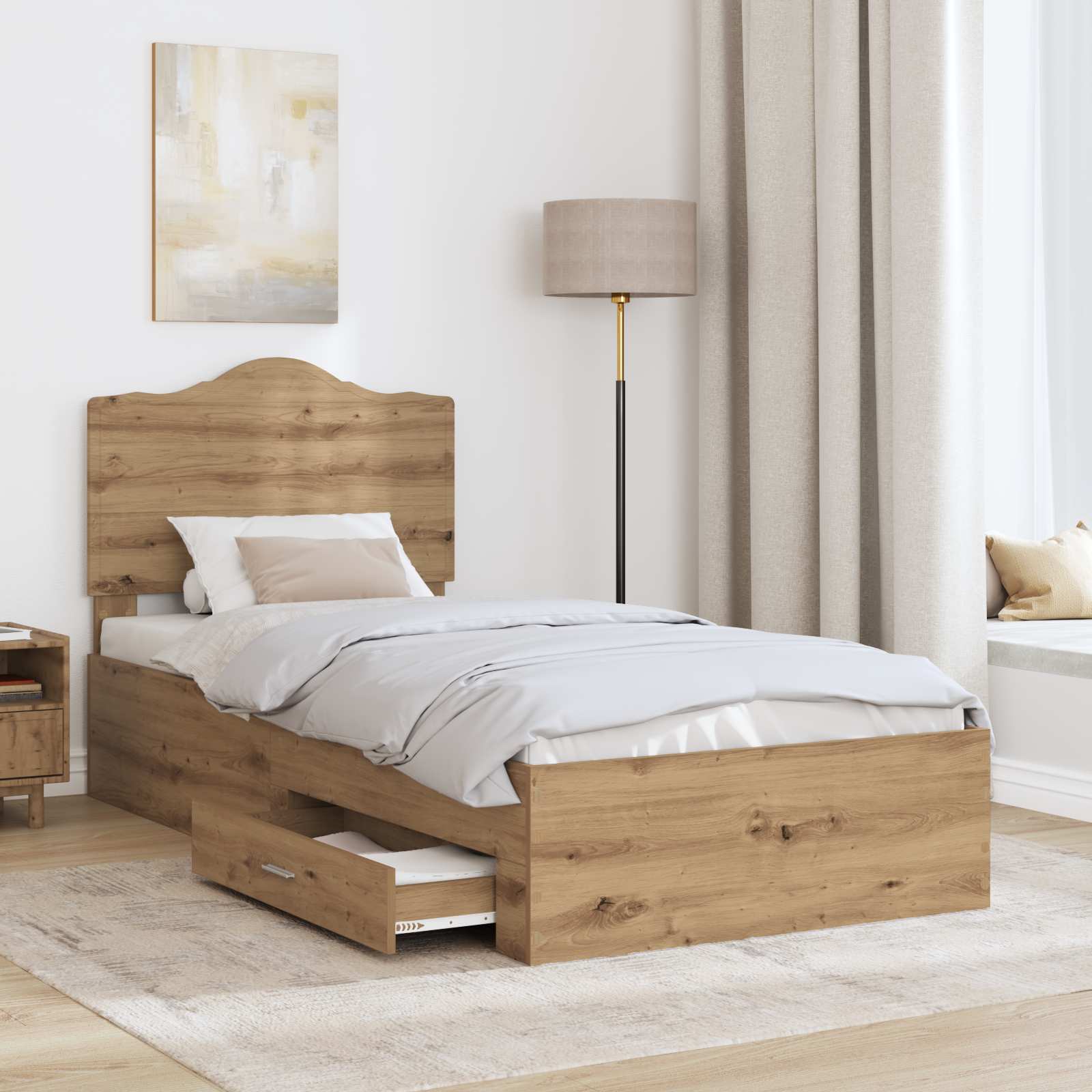 Cadre de lit Chêne artisanal 90 x 190 cm Bois d'ingénierie - XIOS