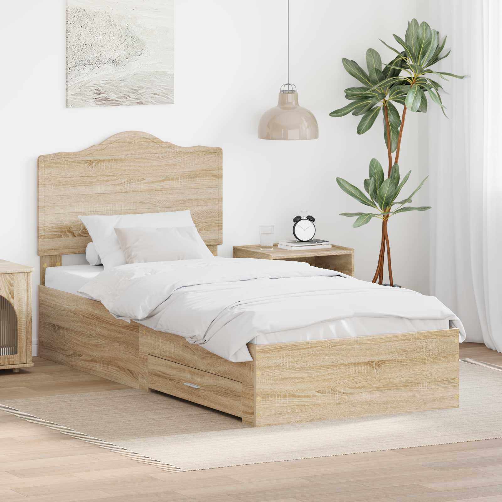 Cadre de lit Chêne Sonoma 75 x 190 cm Bois d'ingénierie - XIOS