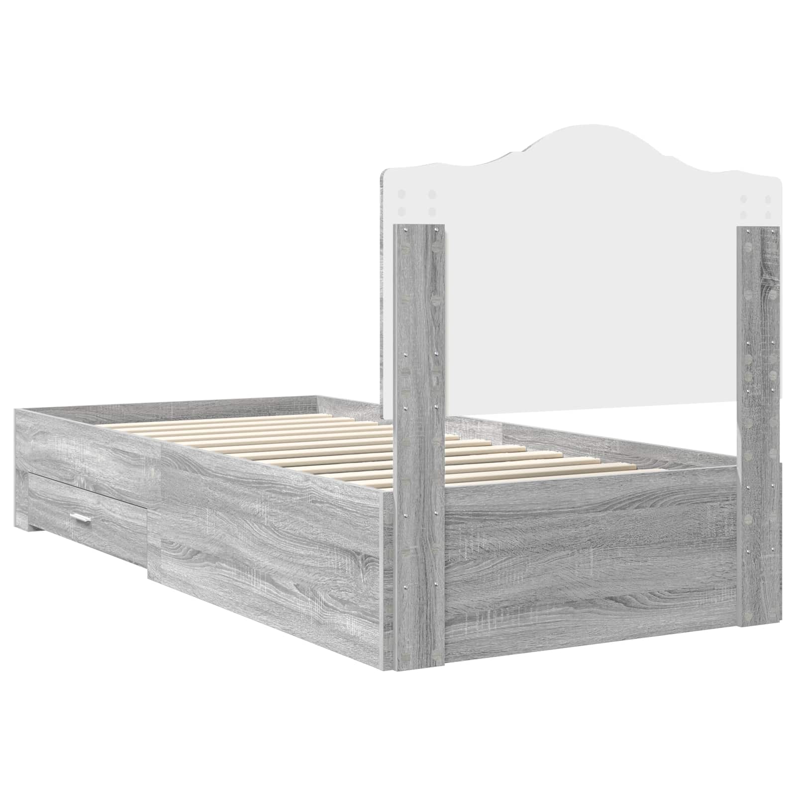 Cadre de lit Gris Sonoma 75 x 190 cm Bois d'ingénierie - XIOS