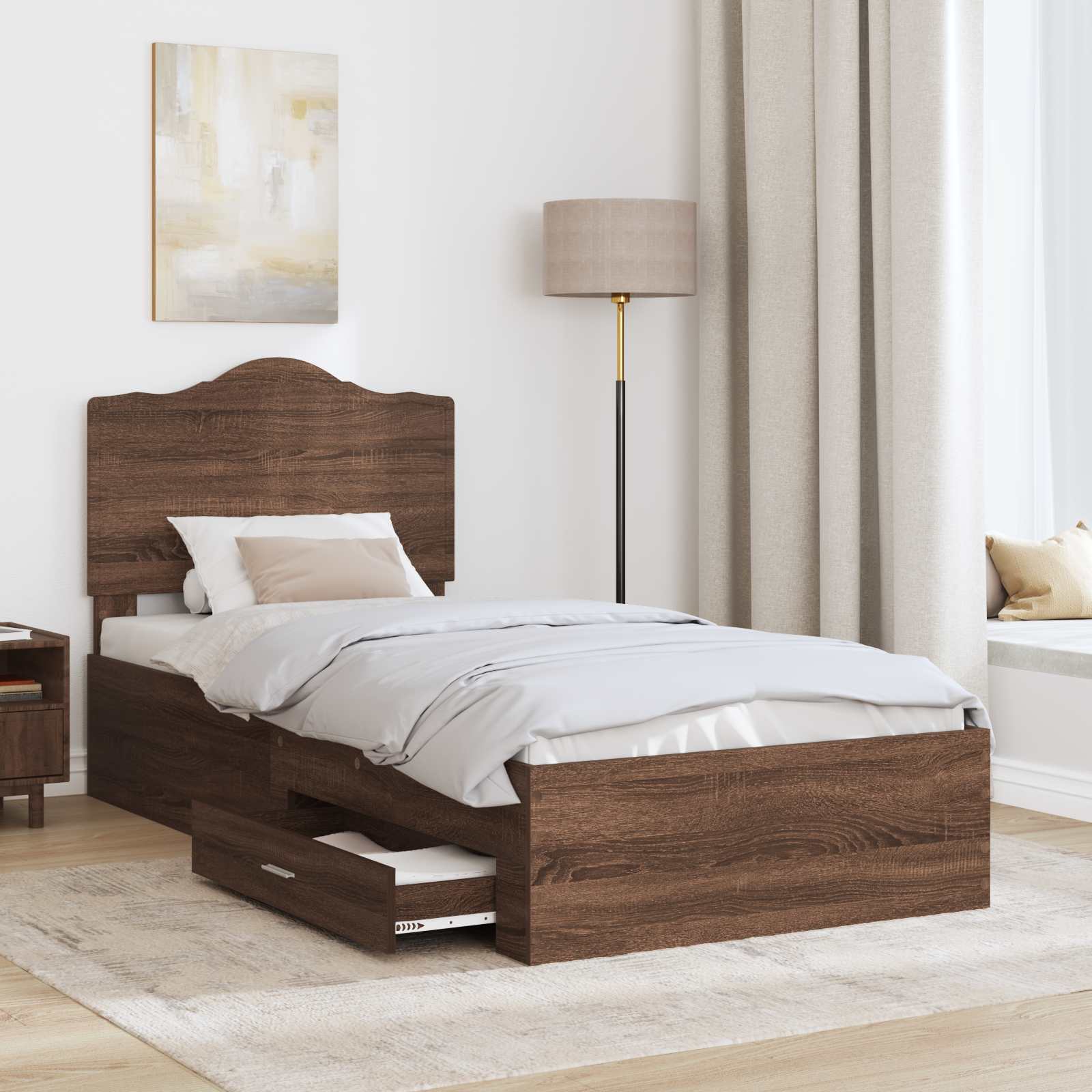 Cadre de lit Chêne brun 75 x 190 cm Bois d'ingénierie - XIOS