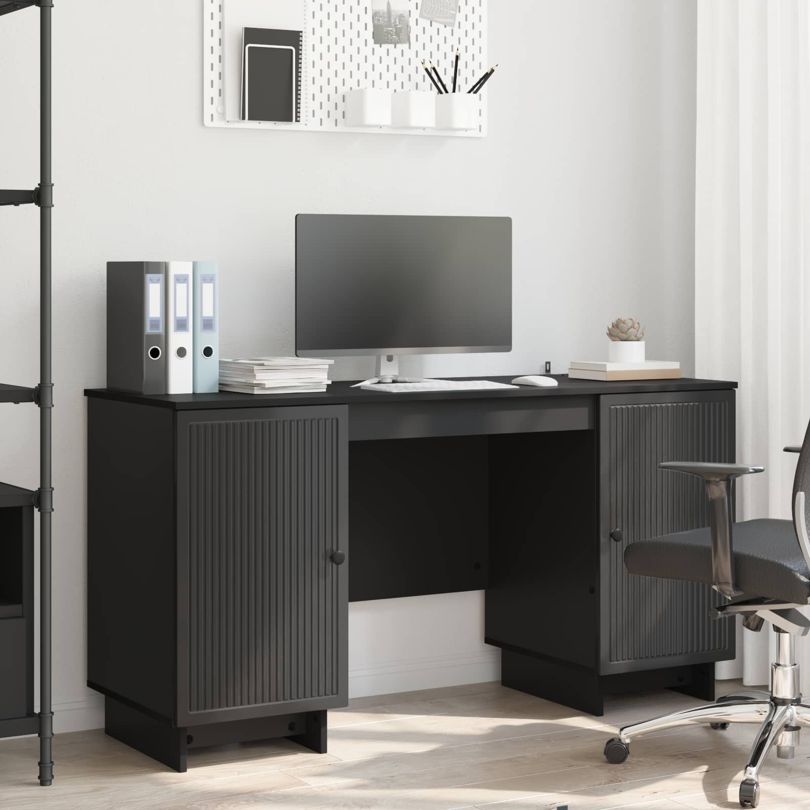 Bureau Noir Bois d'ingénierie 142,5 x 50 x 75 cm - XIOS
