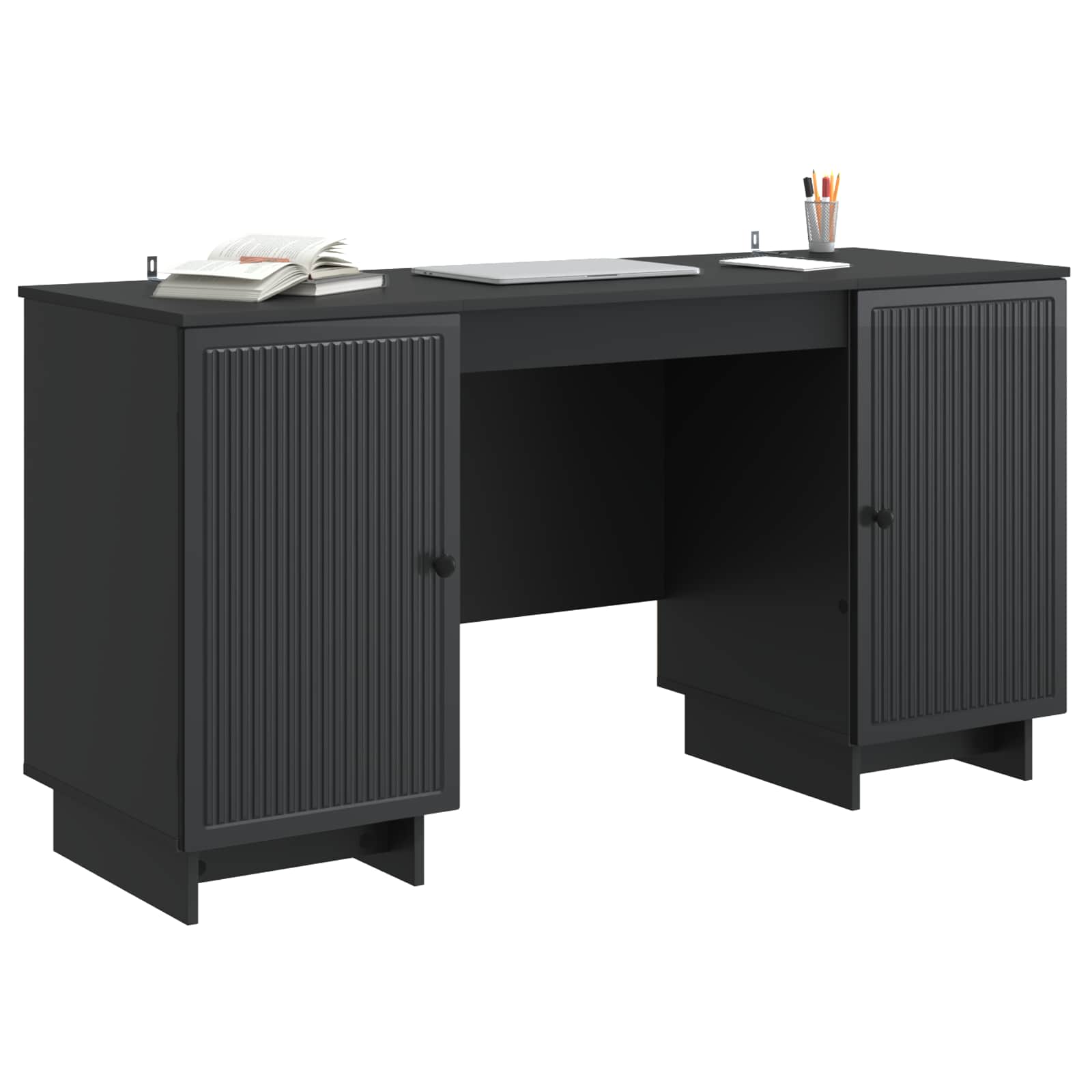 Bureau Noir Bois d'ingénierie 142,5 x 50 x 75 cm - XIOS