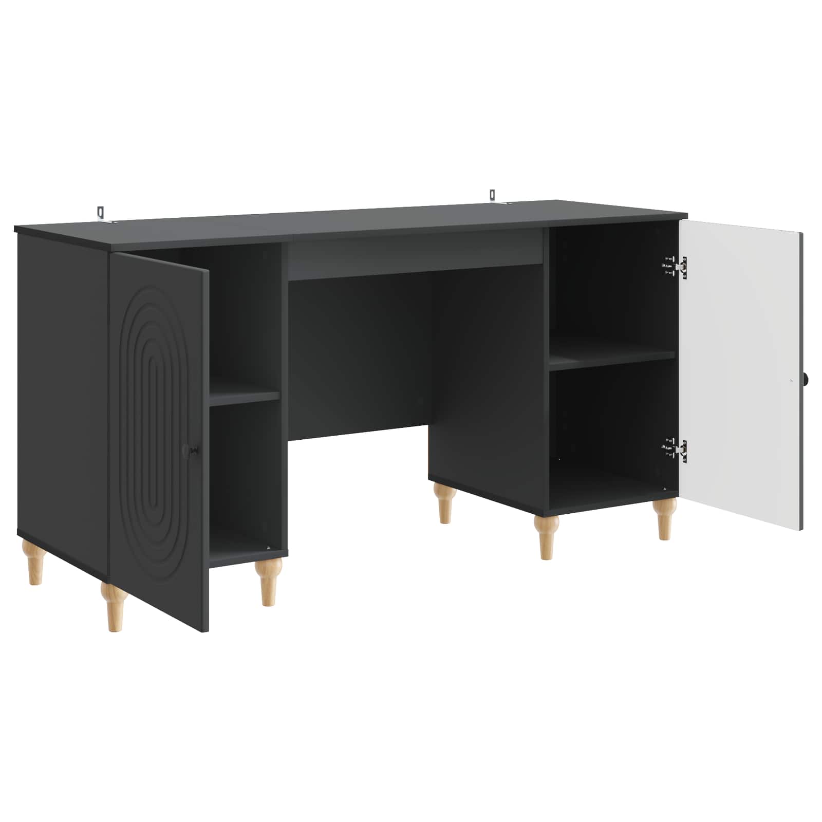 Bureau avec étagère Noir 142,5 x 50 x 75 cm Bois d'ingénierie - XIOS