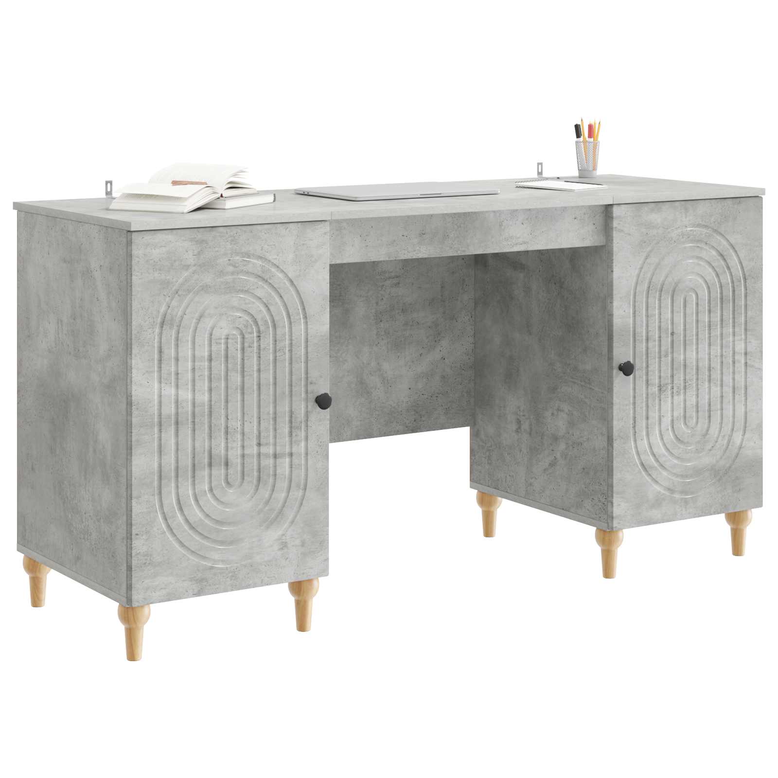 Bureau Gris béton 142,5 x 50 x 75 cm Bois d'ingénierie - XIOS