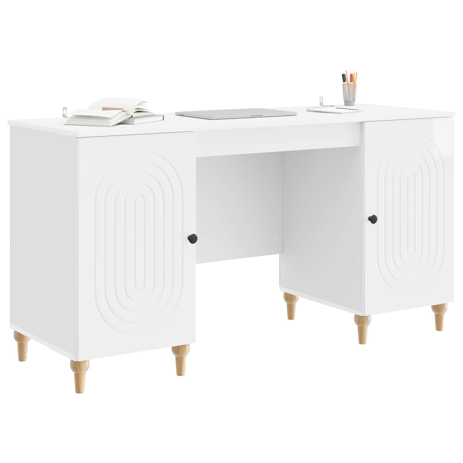 Bureau Blanc Brillant 142,5 x 50 x 75 cm Bois d'ingénierie - XIOS
