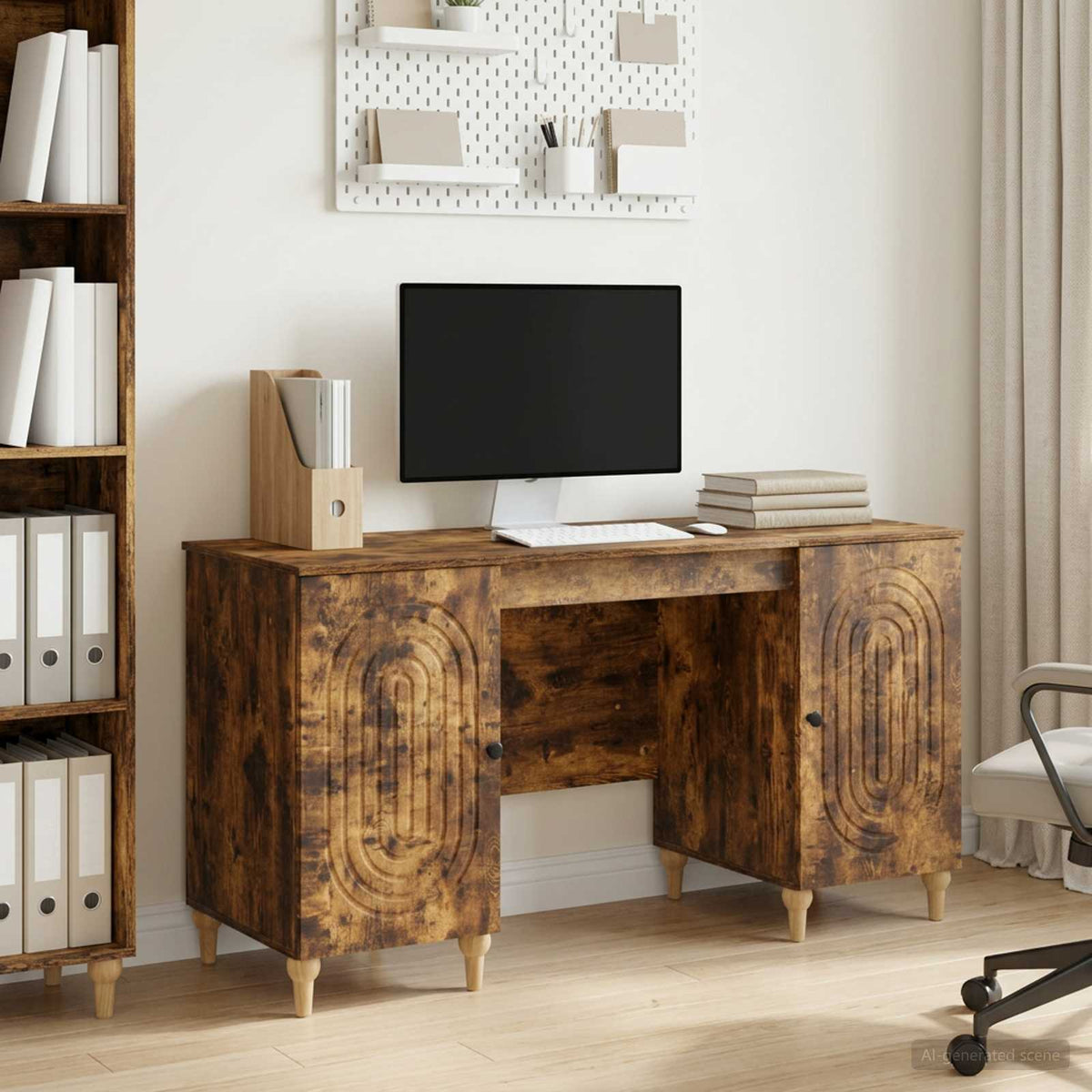 Bureau Chêne fumé 142,5 x 50 x 75 cm Bois d'ingénierie