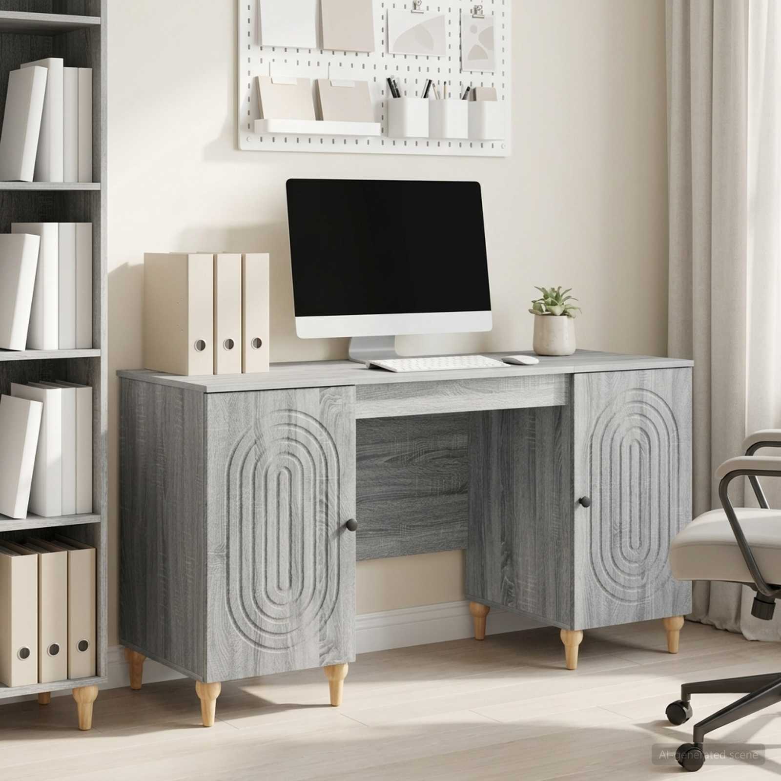 Bureau Sonoma gris 142,5 x 50 x 75 cm Bois d'ingénierie