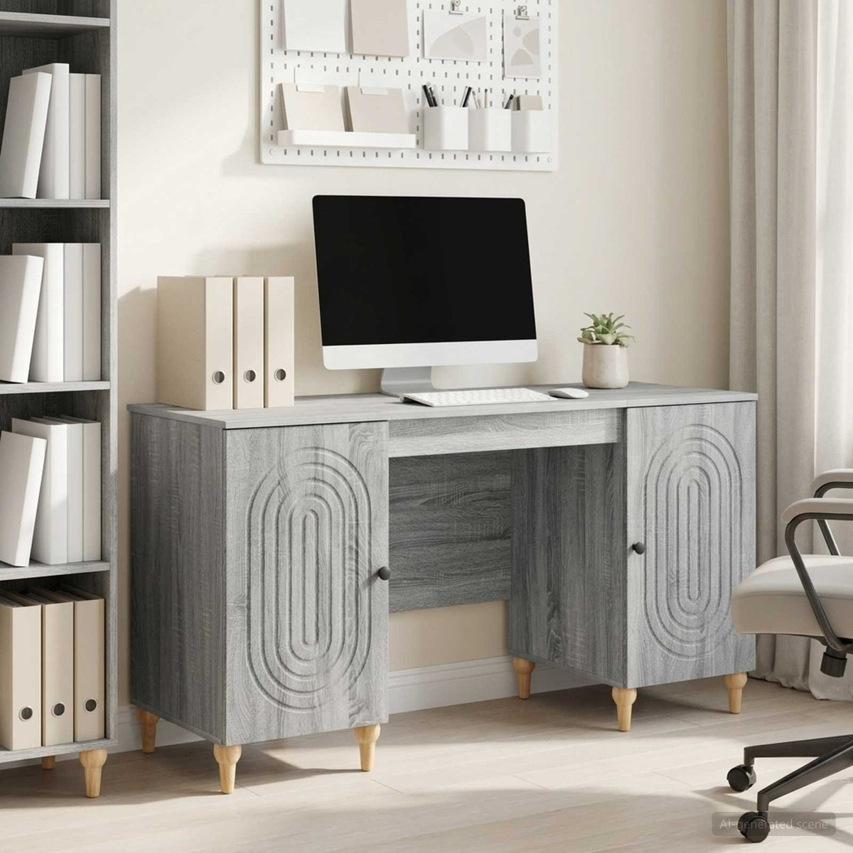 Bureau Sonoma gris 142,5 x 50 x 75 cm Bois d'ingénierie