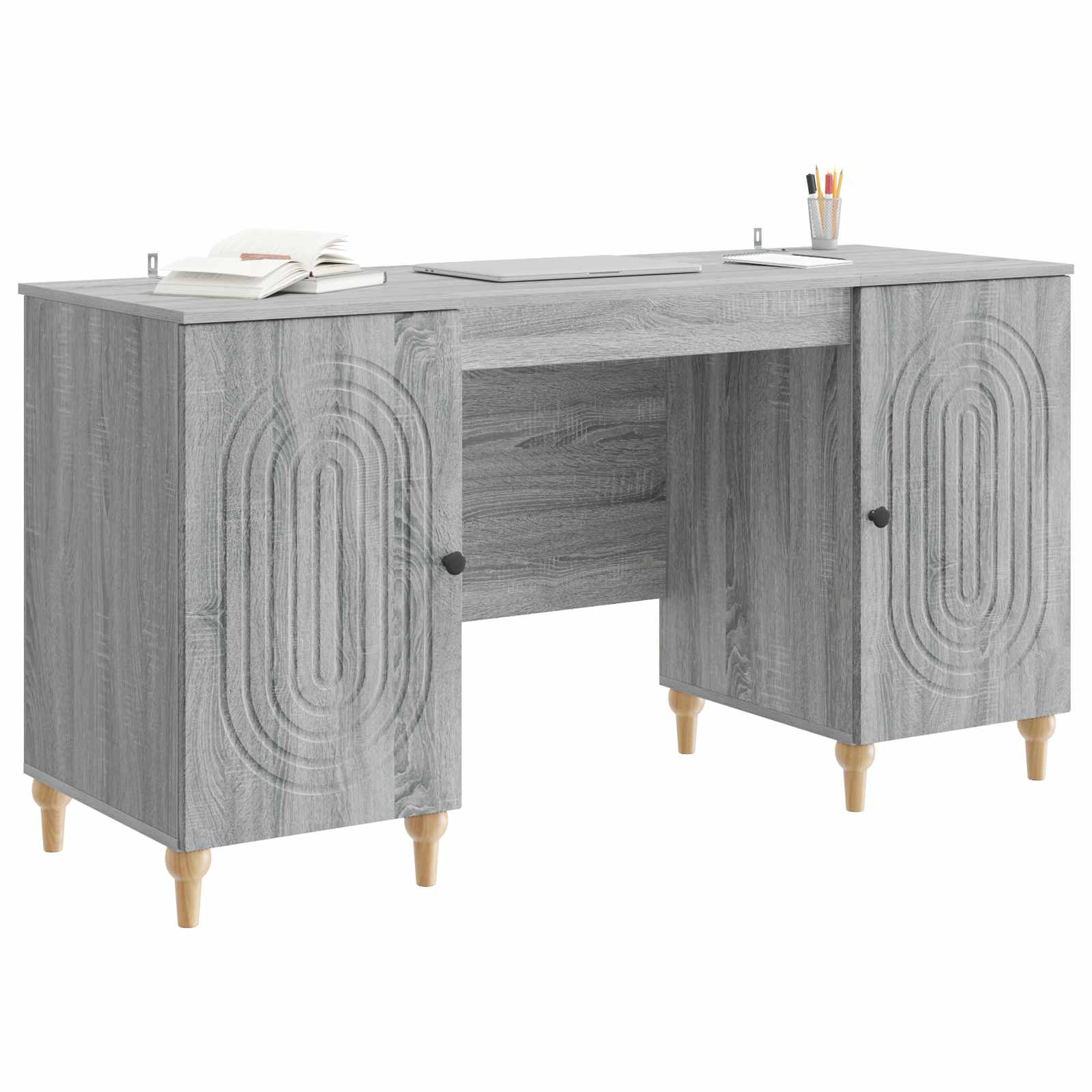 Bureau Sonoma gris 142,5 x 50 x 75 cm Bois d'ingénierie - XIOS