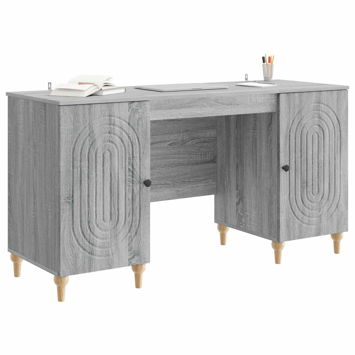 Bureau Sonoma gris 142,5 x 50 x 75 cm Bois d'ingénierie