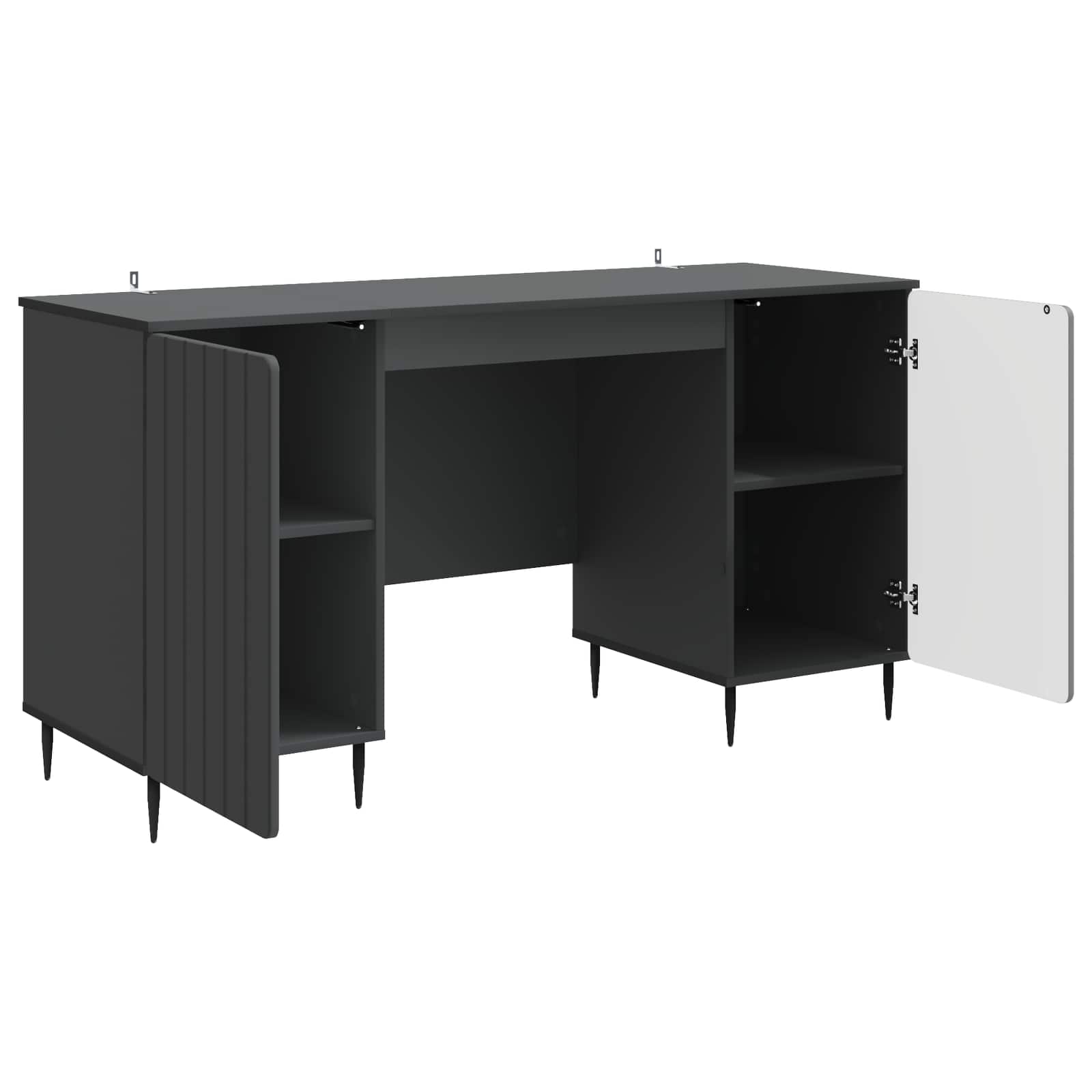 Bureau avec étagère Noir 142,5 x 50 x 75 cm Bois d'ingénierie - XIOS