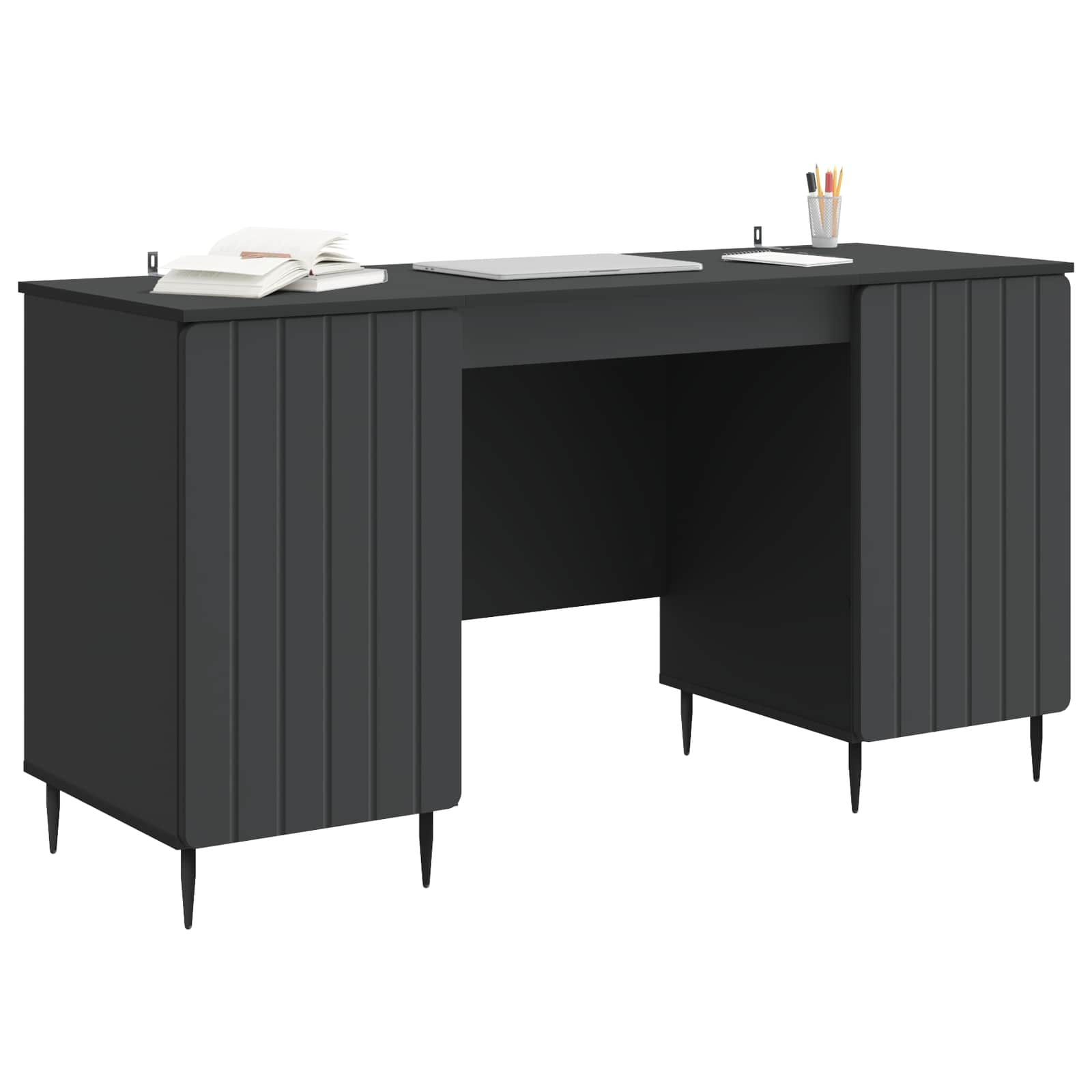 Bureau avec étagère Noir 142,5 x 50 x 75 cm Bois d'ingénierie - XIOS
