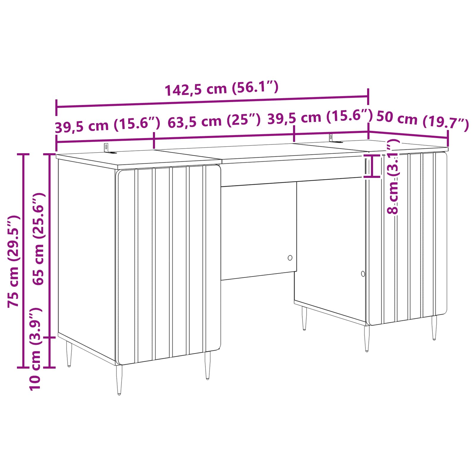 Bureau avec étagère Noir 142,5 x 50 x 75 cm Bois d'ingénierie - XIOS