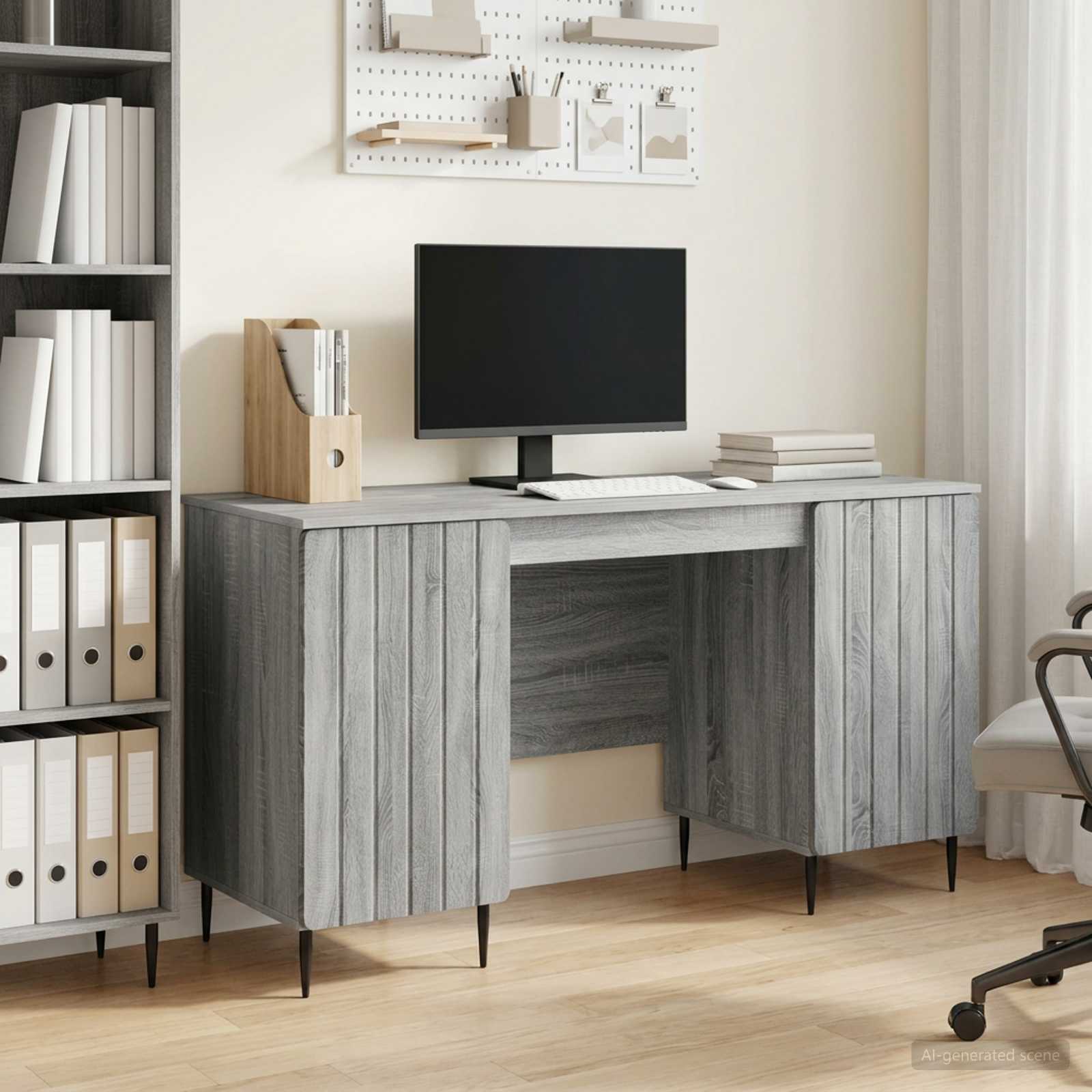 Bureau Sonoma gris 142,5 x 50 x 75 cm Bois d'ingénierie - XIOS