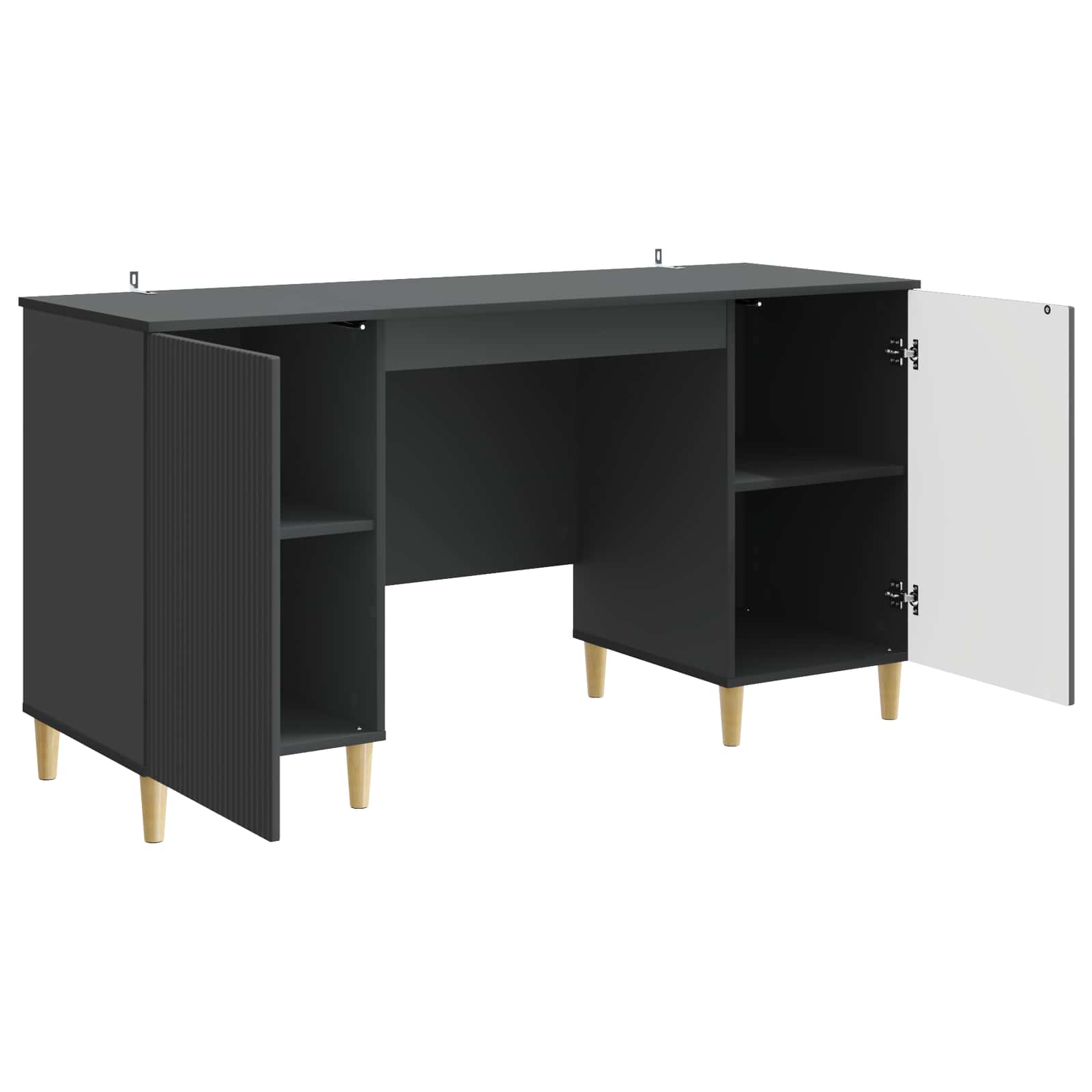 Bureau avec étagère Noir 142,5 x 50 x 75 cm Bois d'ingénierie - XIOS