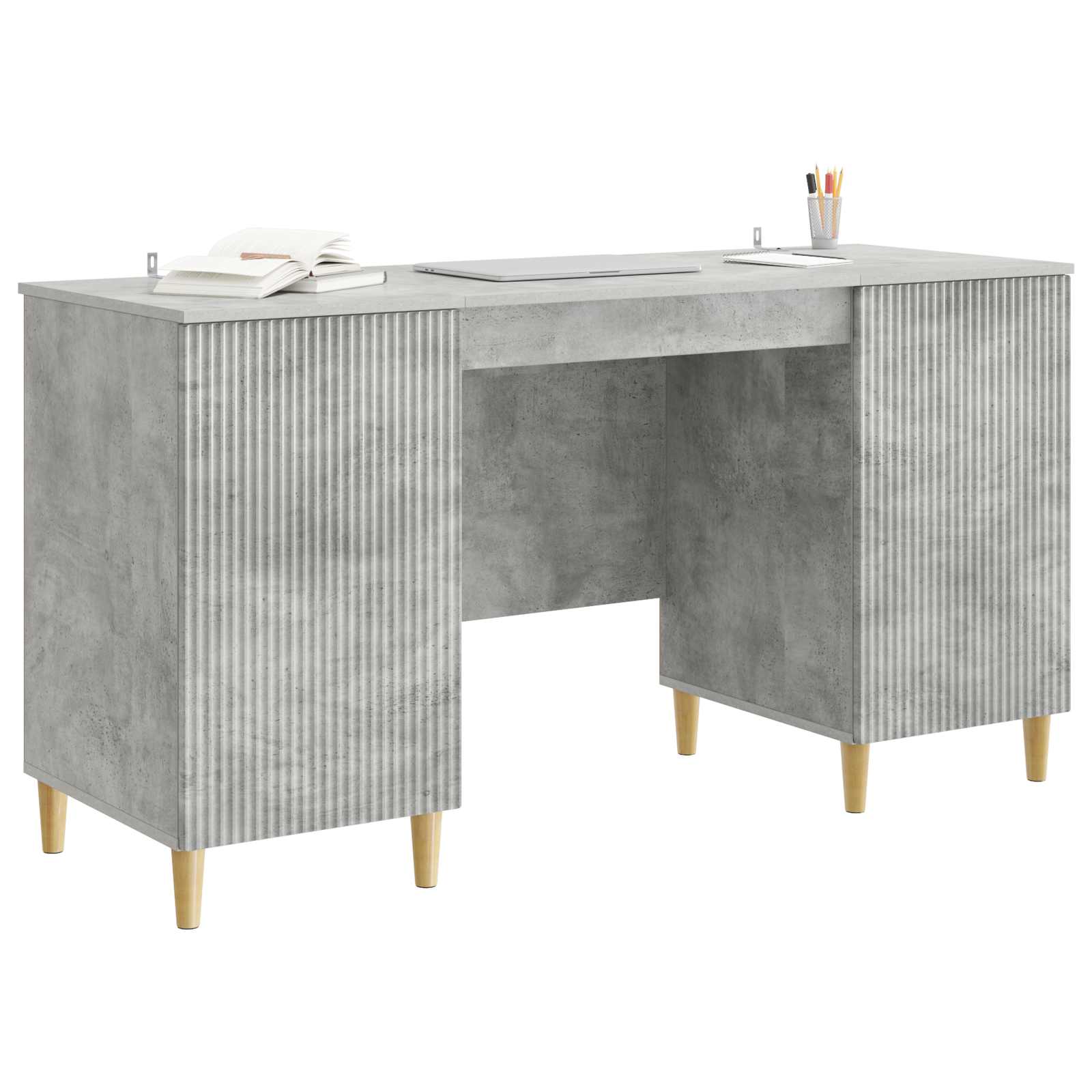 Bureau Gris béton 142,5 x 50 x 75 cm Bois d'ingénierie - XIOS