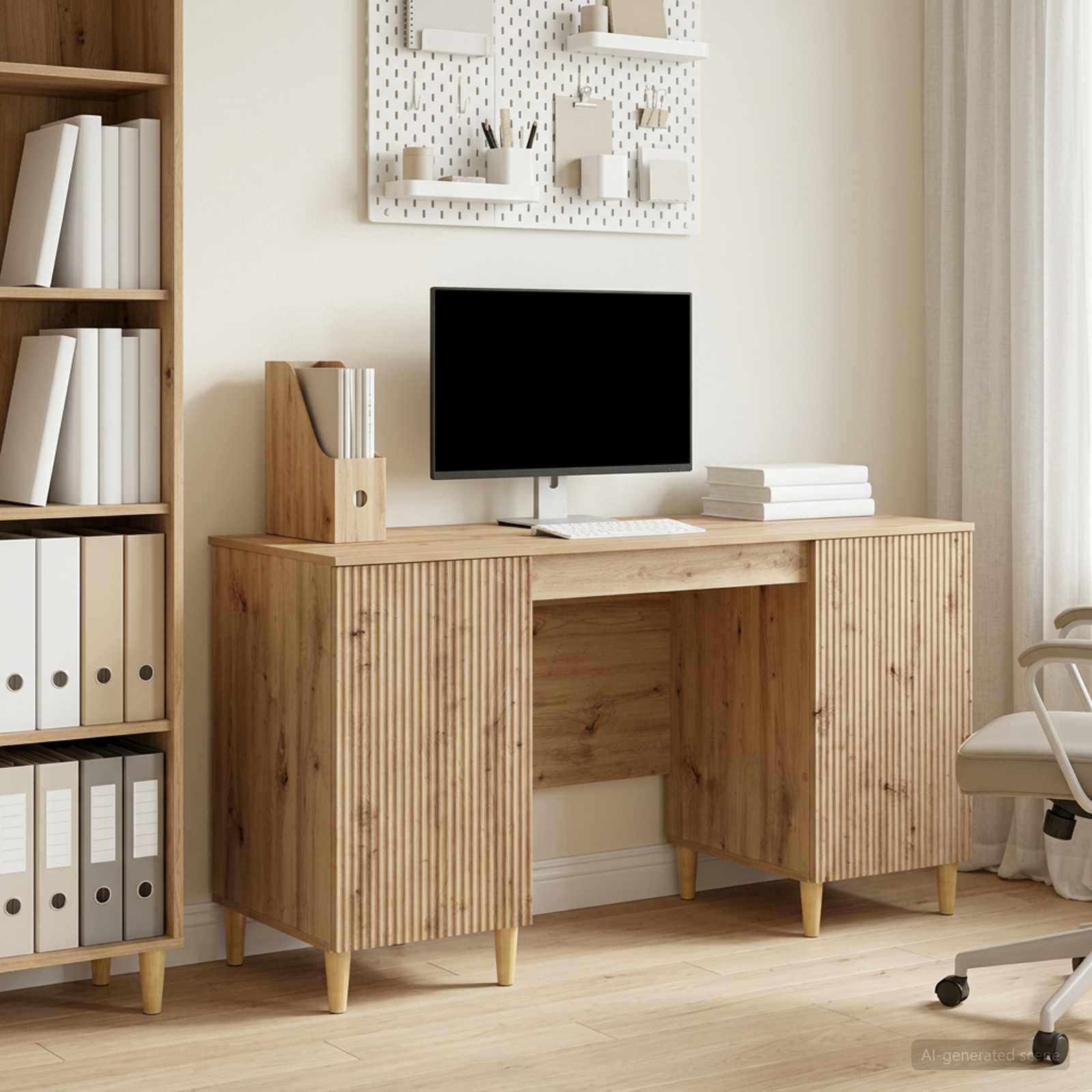 Bureau Chêne artisanal Bois d'ingénierie 142,5 x 50 x 75 cm - XIOS