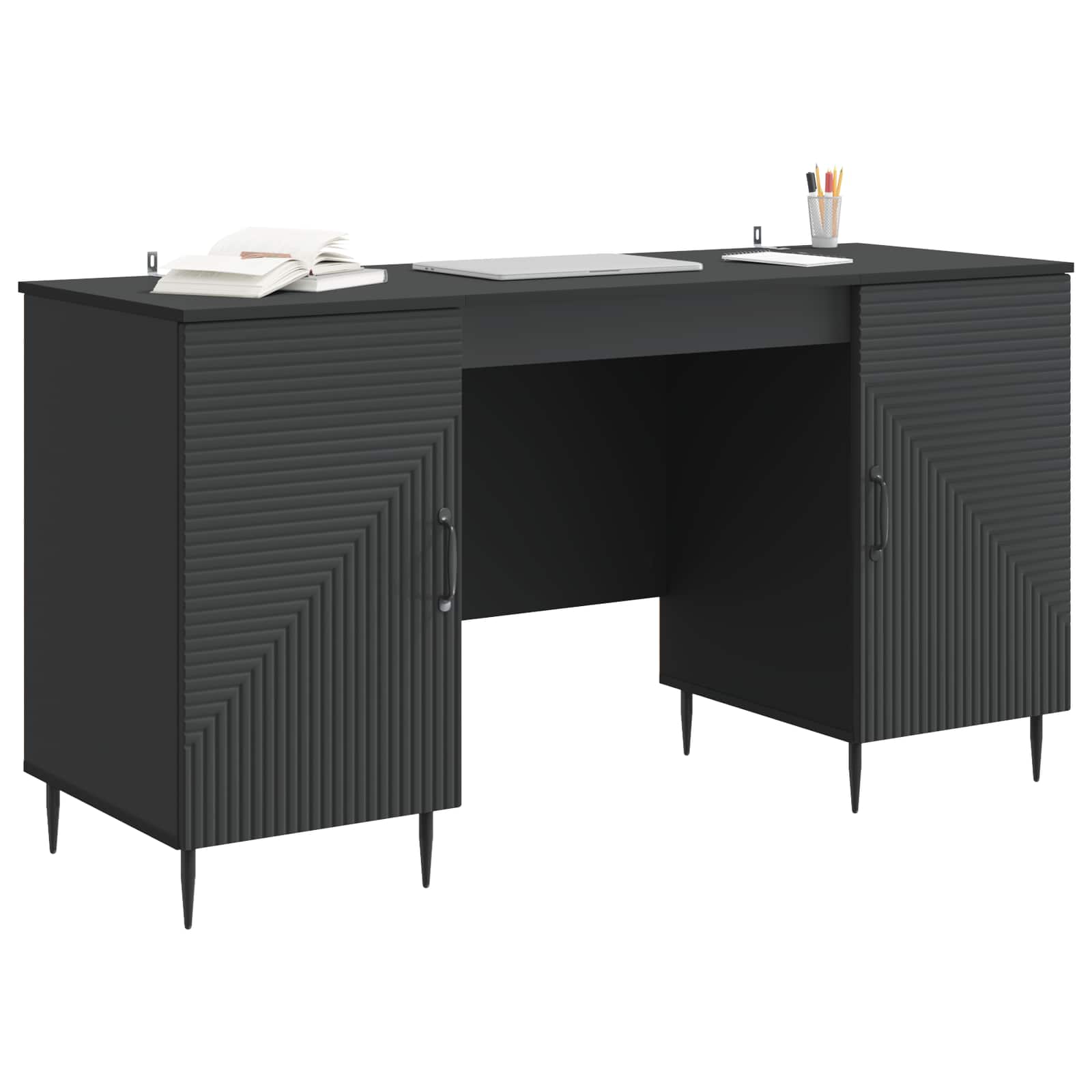 Bureau Noir 142,5 x 50 x 75 cm Bois d'ingénierie