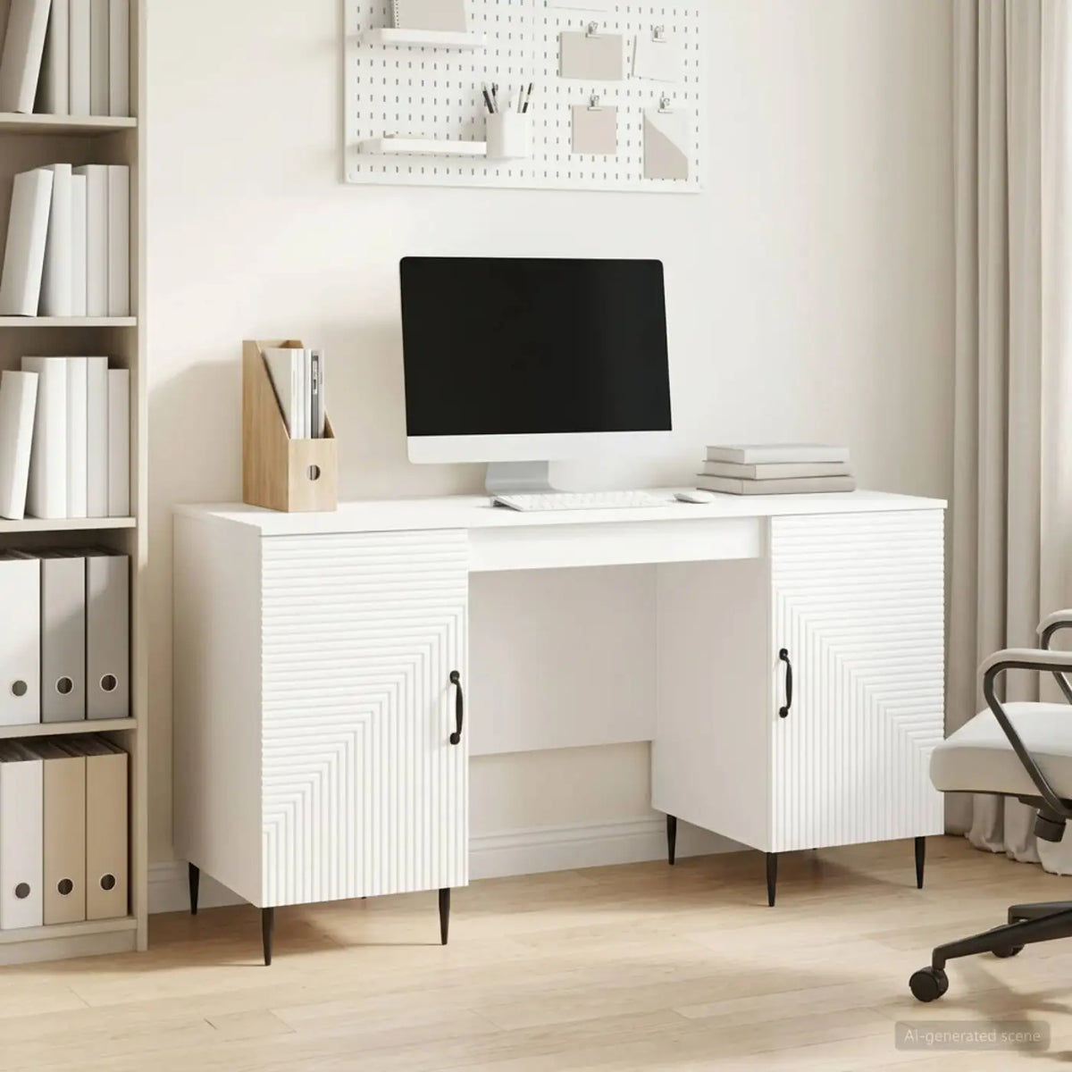 Bureau Blanc brillant 142,5 x 50 x 75 cm Bois d’ingénierie - XIOS