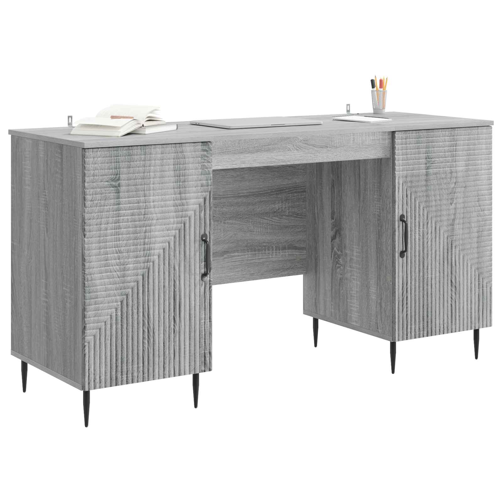 Bureau Sonoma gris 142,5 x 50 x 75 cm Bois d'ingénierie - XIOS