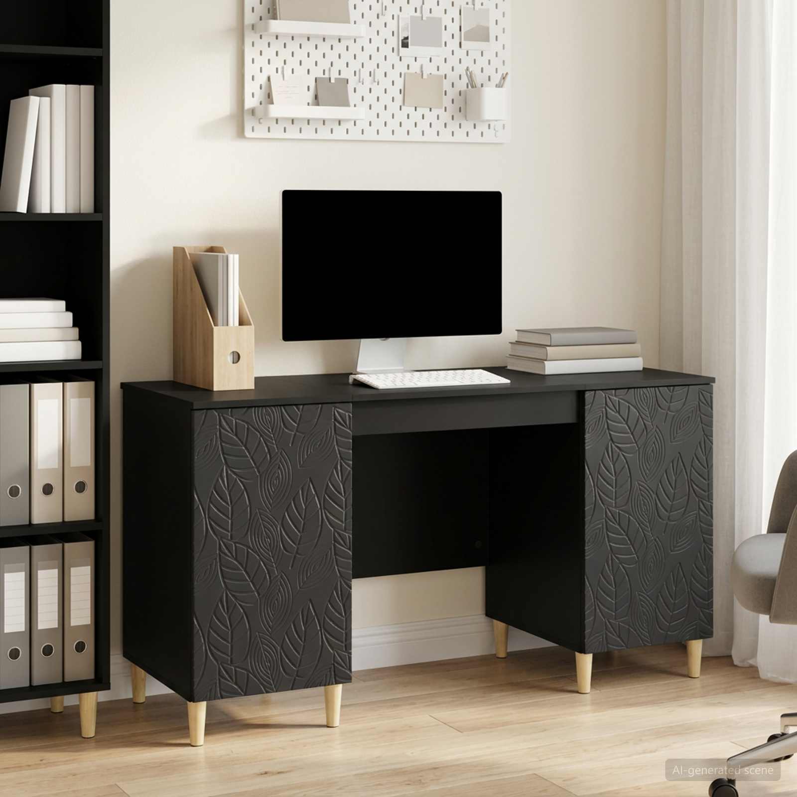 Bureau Noir 142,5 x 50 x 75 cm Bois d’ingénierie - XIOS