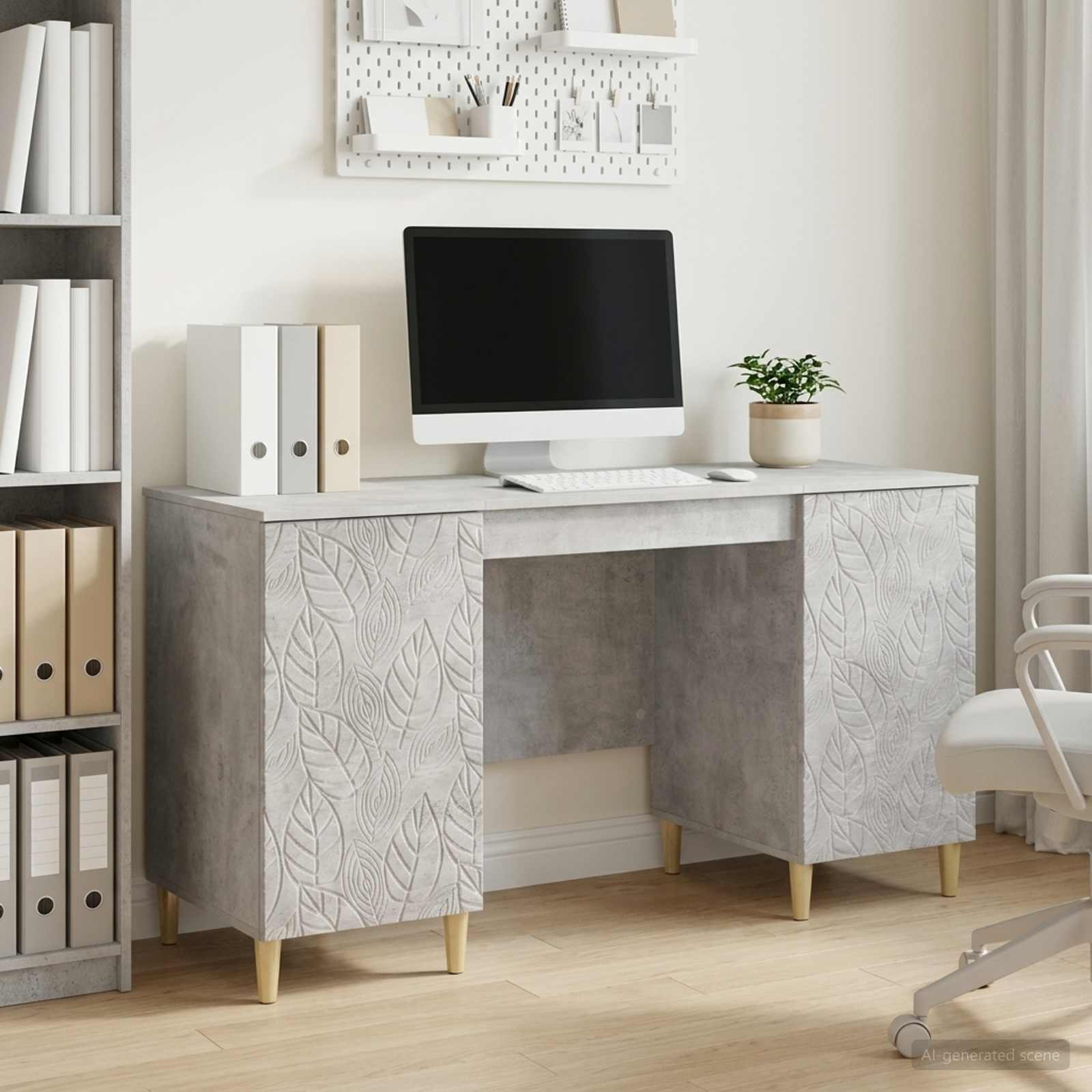 Bureau Gris béton 142,5 x 50 x 75 cm Bois d'ingénierie