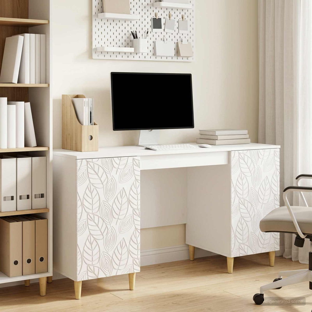 Bureau Blanc brillant 142,5 x 50 x 75 cm Bois d’ingénierie - XIOS