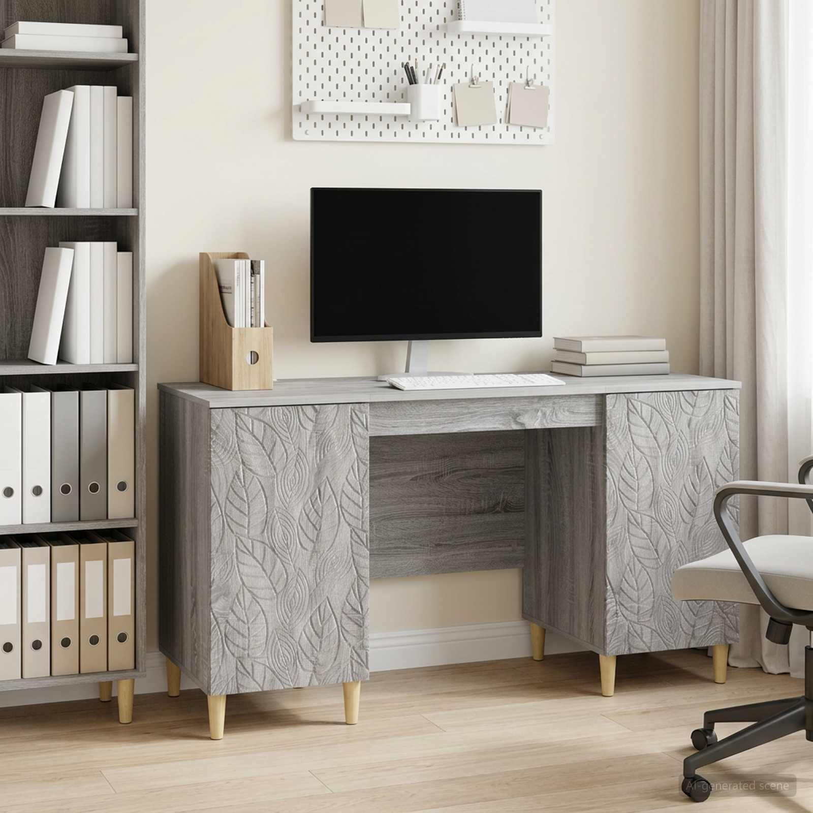 Bureau Sonoma gris 142,5 x 50 x 75 cm Bois d'ingénierie - XIOS