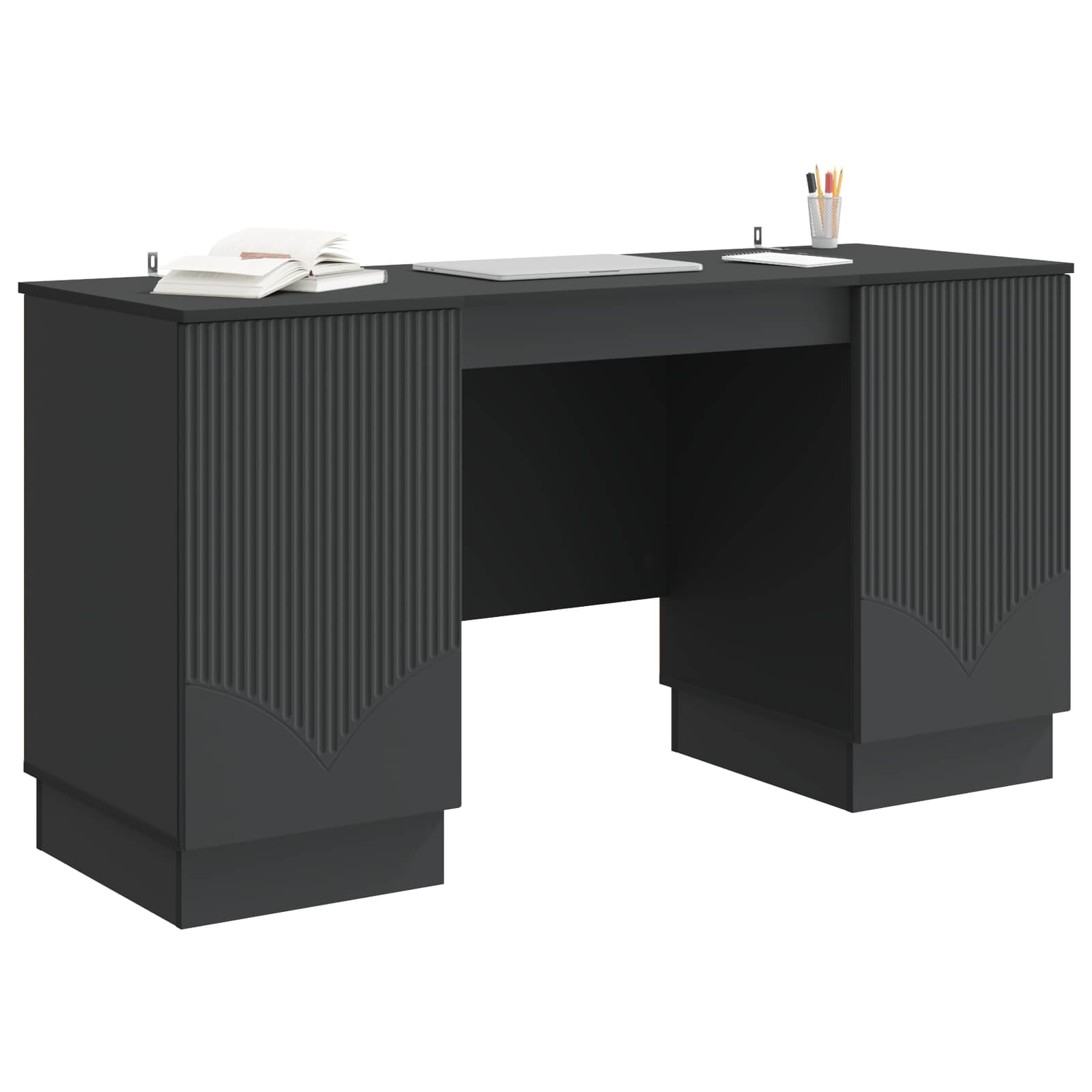 Bureau avec étagère Noir 142,5 x 50 x 75 cm Bois d'ingénierie - XIOS