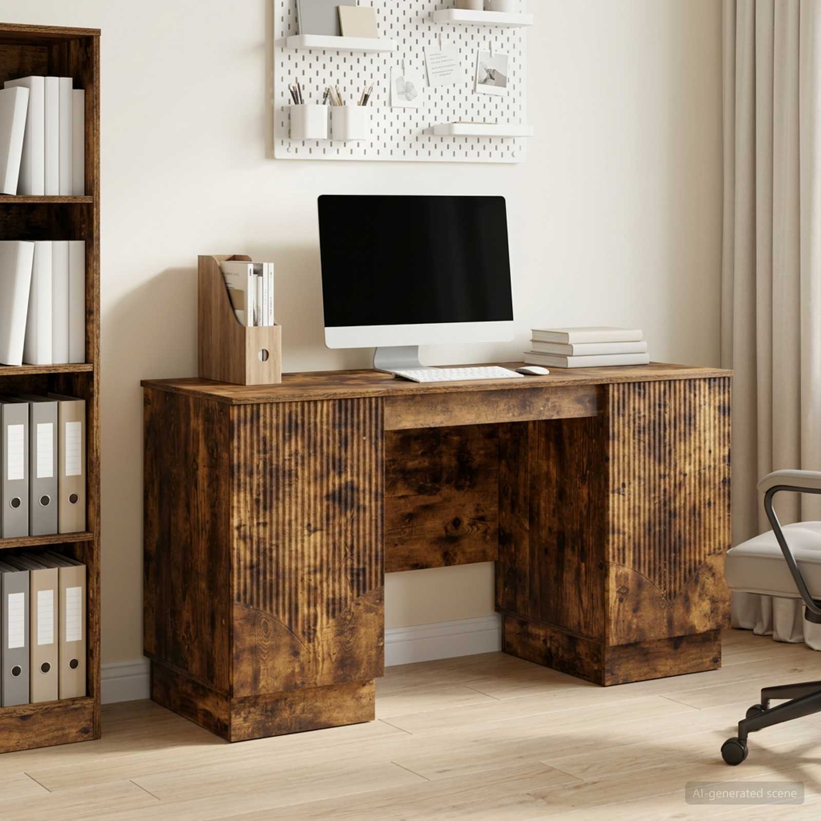 Bureau Chêne fumé 142,5 x 50 x 75 cm Bois d'ingénierie