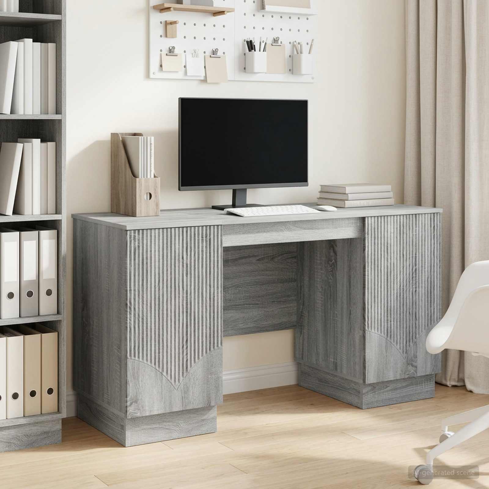 Bureau Sonoma gris 142,5 x 50 x 75 cm Bois d'ingénierie
