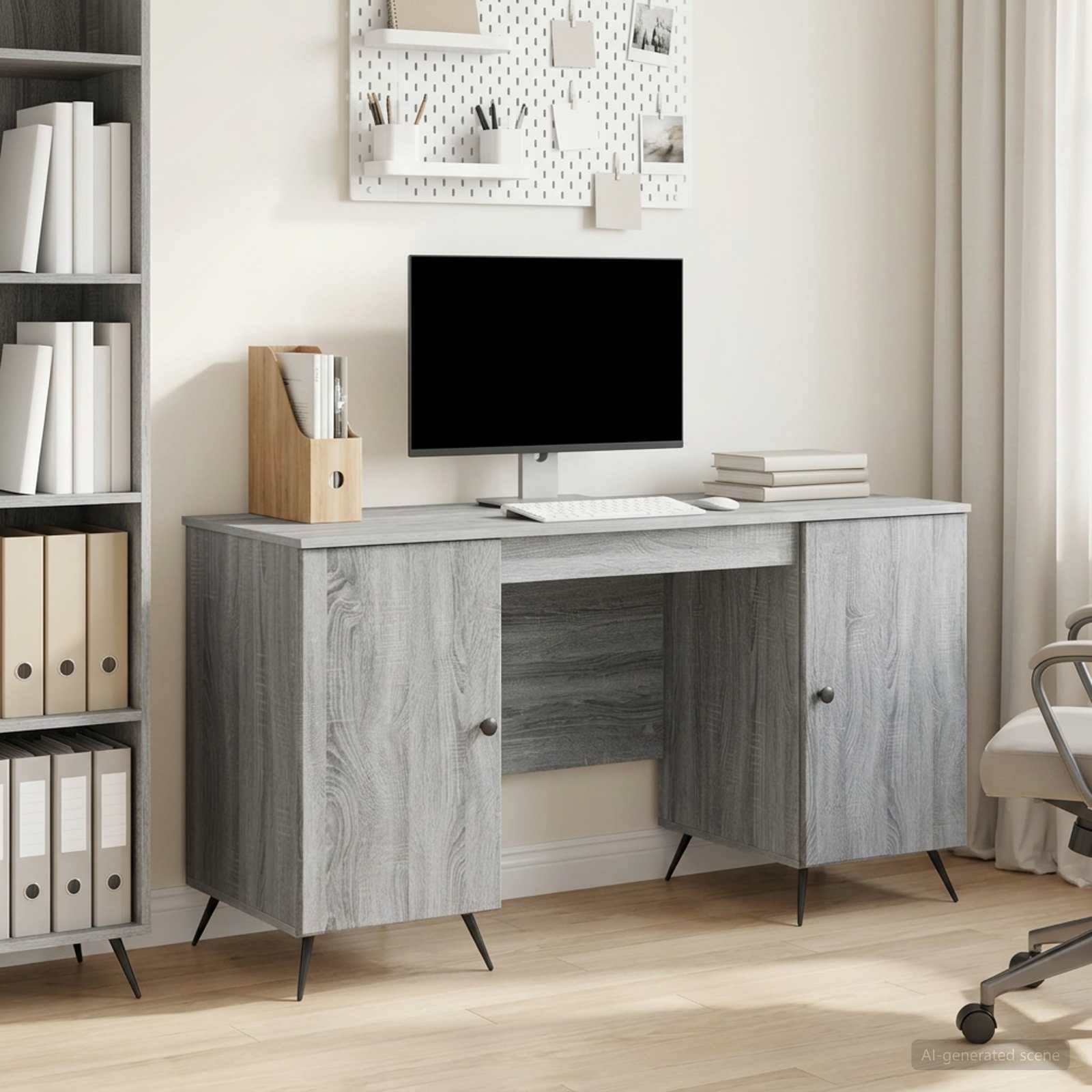 Bureau Sonoma gris 142,5 x 50 x 75 cm Bois d'ingénierie