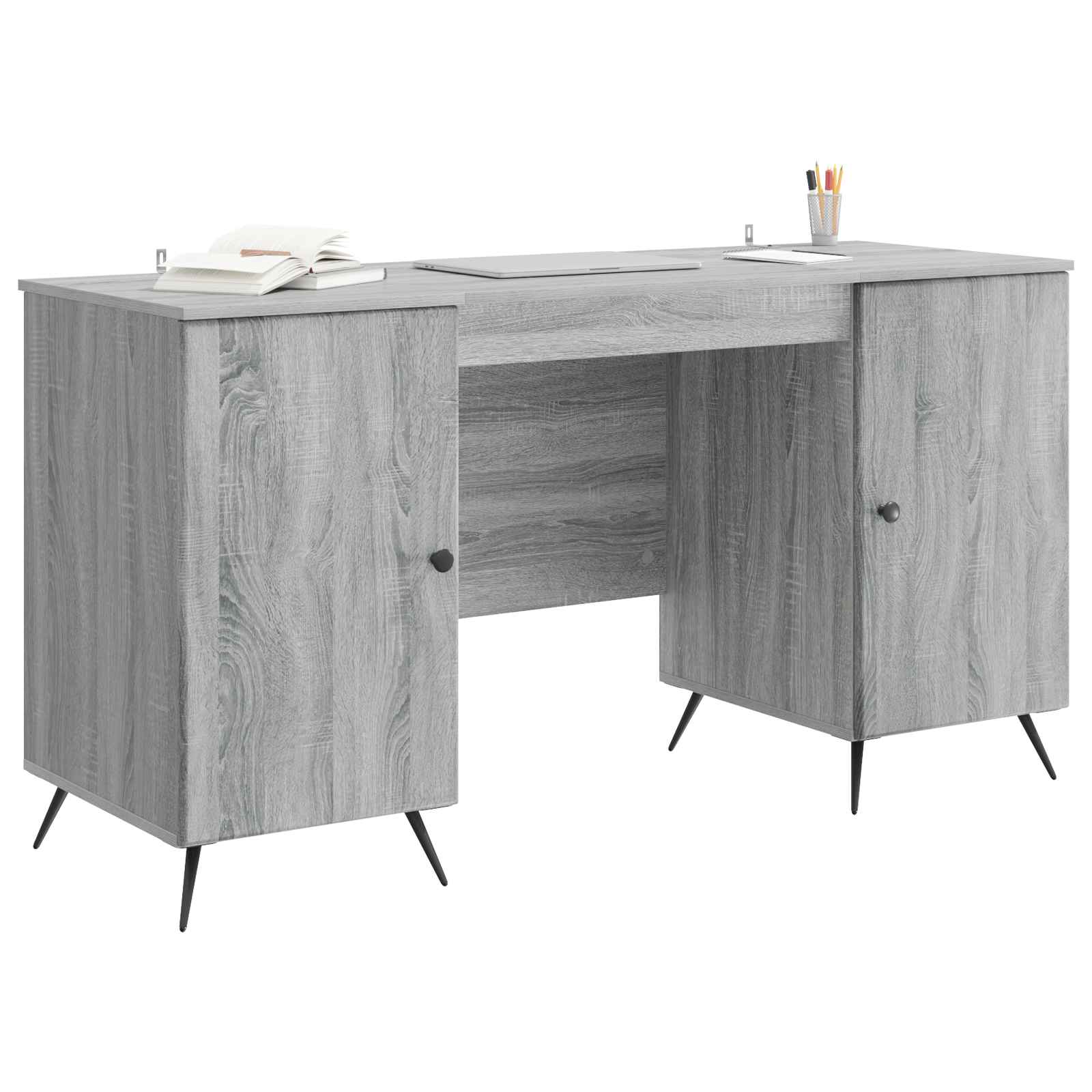 Bureau Sonoma gris 142,5 x 50 x 75 cm Bois d'ingénierie - XIOS