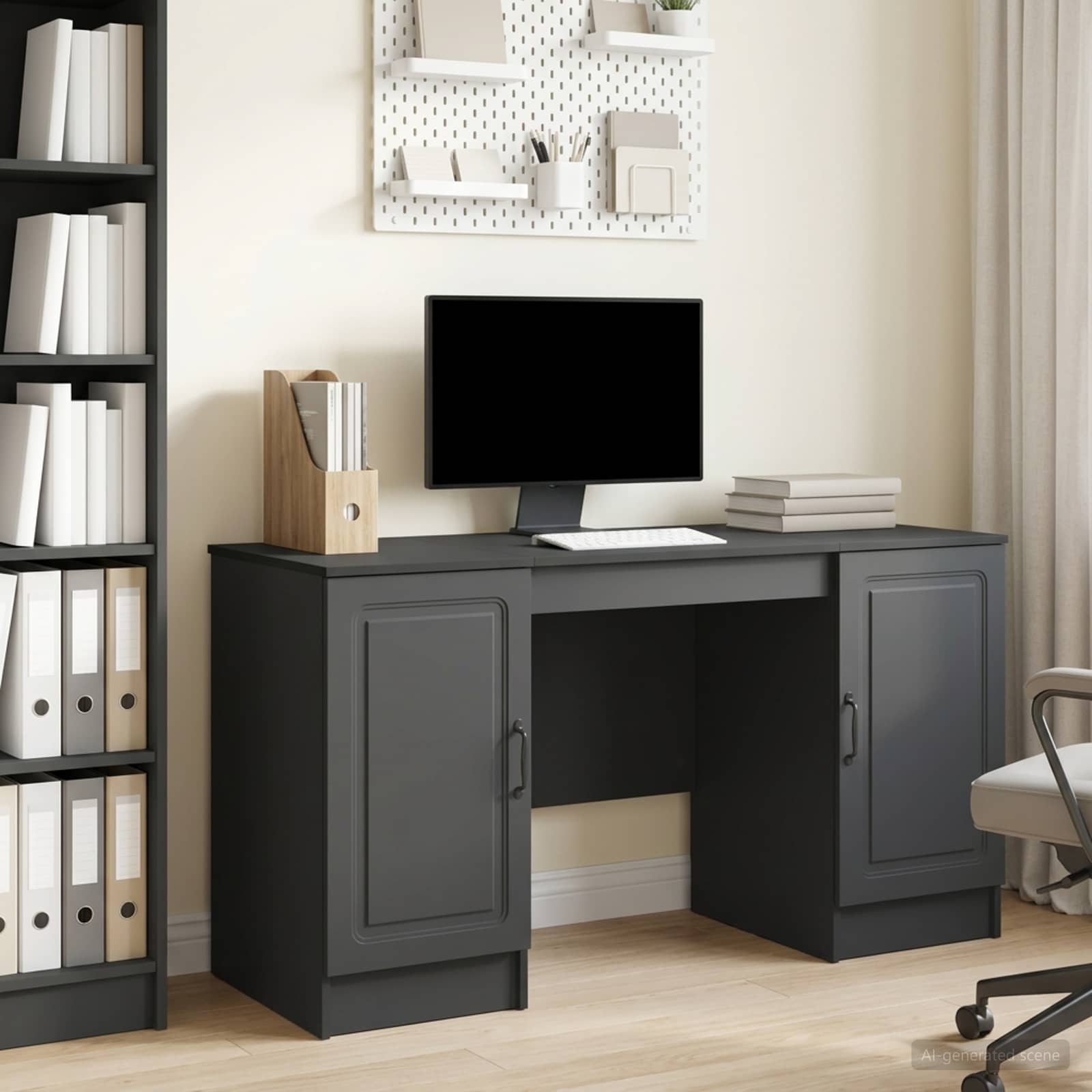 Bureau Noir 142,5 x 50 x 75 cm Bois d'ingénierie