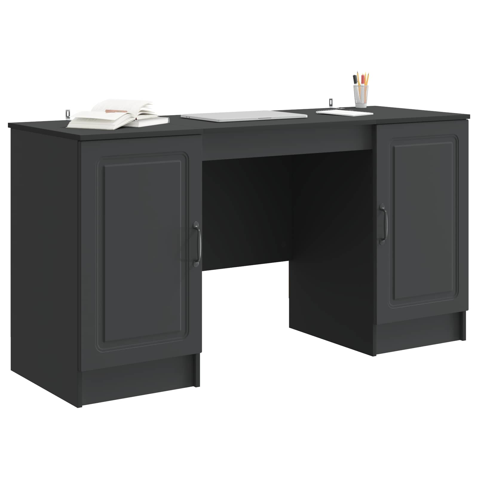 Bureau Noir 142,5 x 50 x 75 cm Bois d'ingénierie