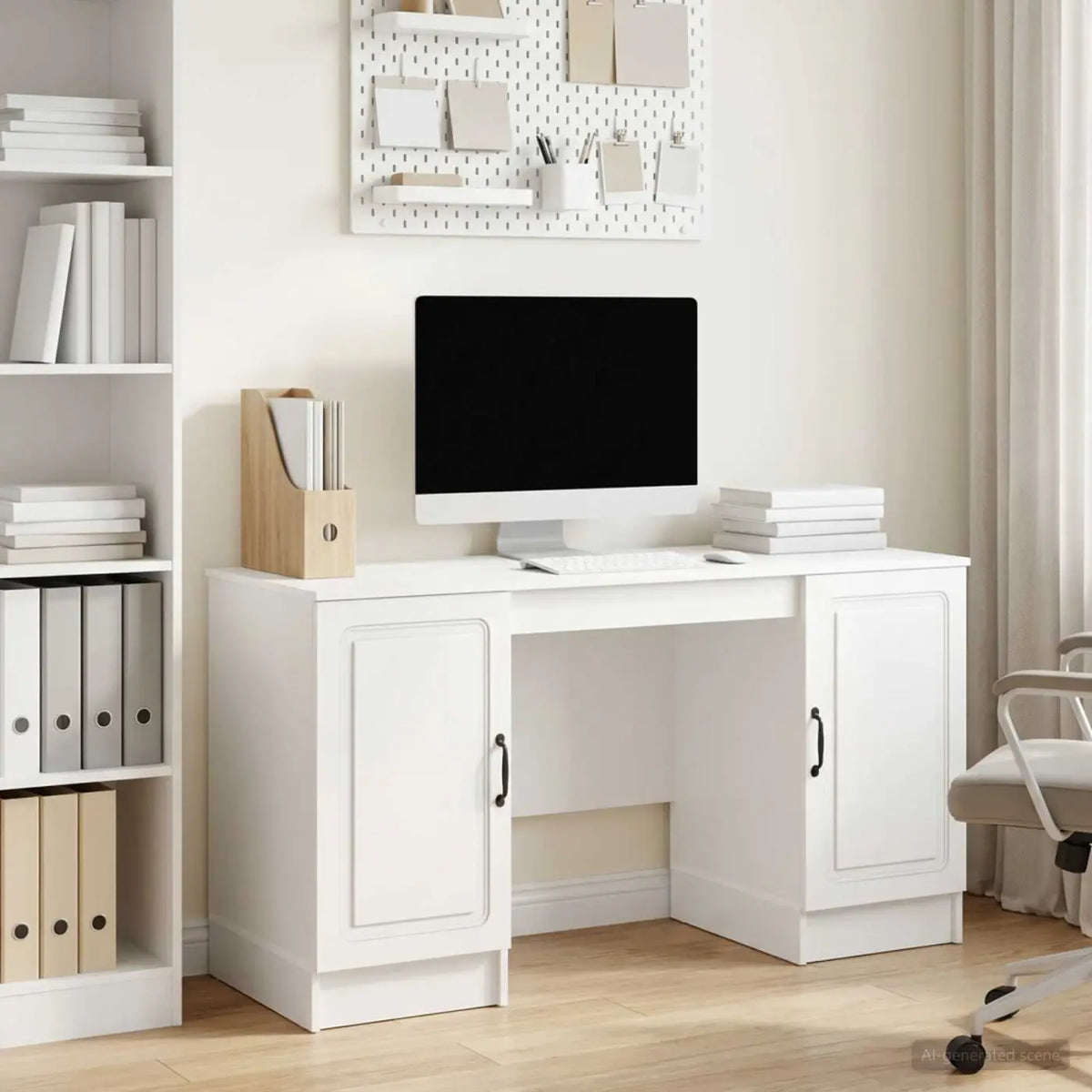 Bureau Blanc brillant 142,5 x 50 x 75 cm Bois d’ingénierie - XIOS