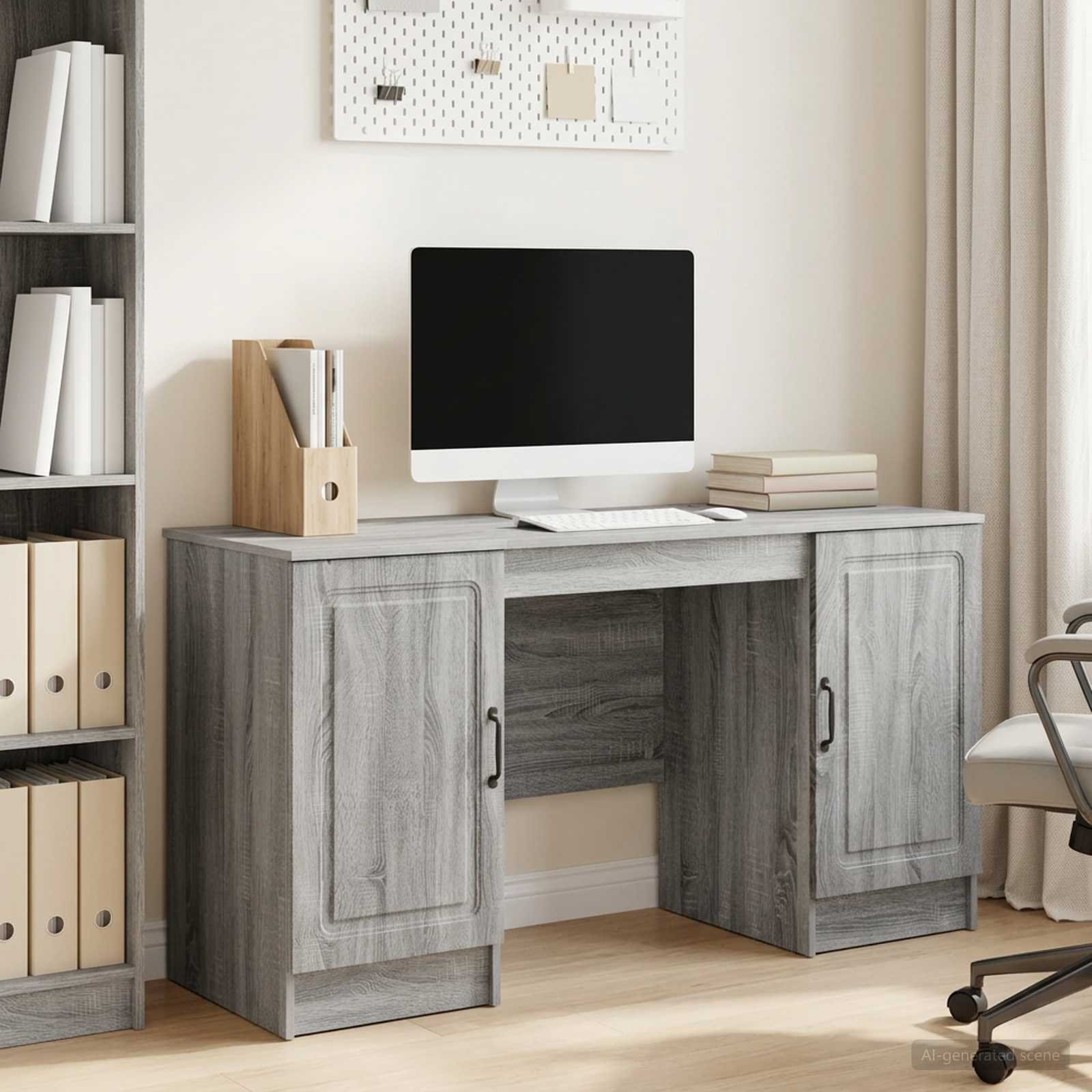 Bureau Sonoma gris 142,5 x 50 x 75 cm Bois d'ingénierie