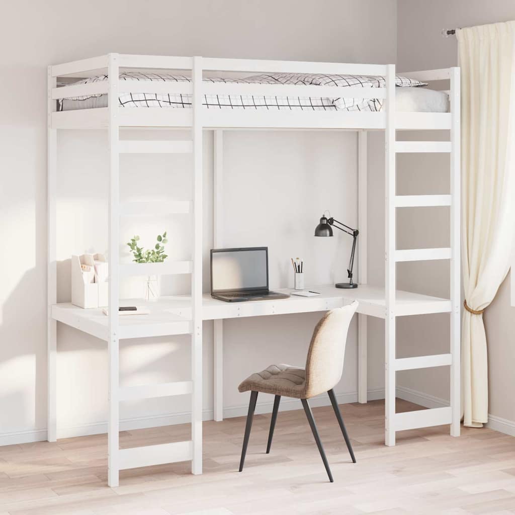 Cadre de lit mezzanine Blanc 90 x 200 cm Pin massif - XIOS