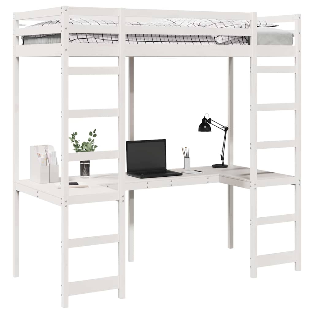 Cadre de lit mezzanine Blanc 90 x 200 cm Pin massif - XIOS