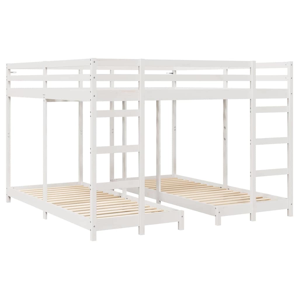 Lit Superposé Blanc 200 x 200 cm Pin massif - XIOS